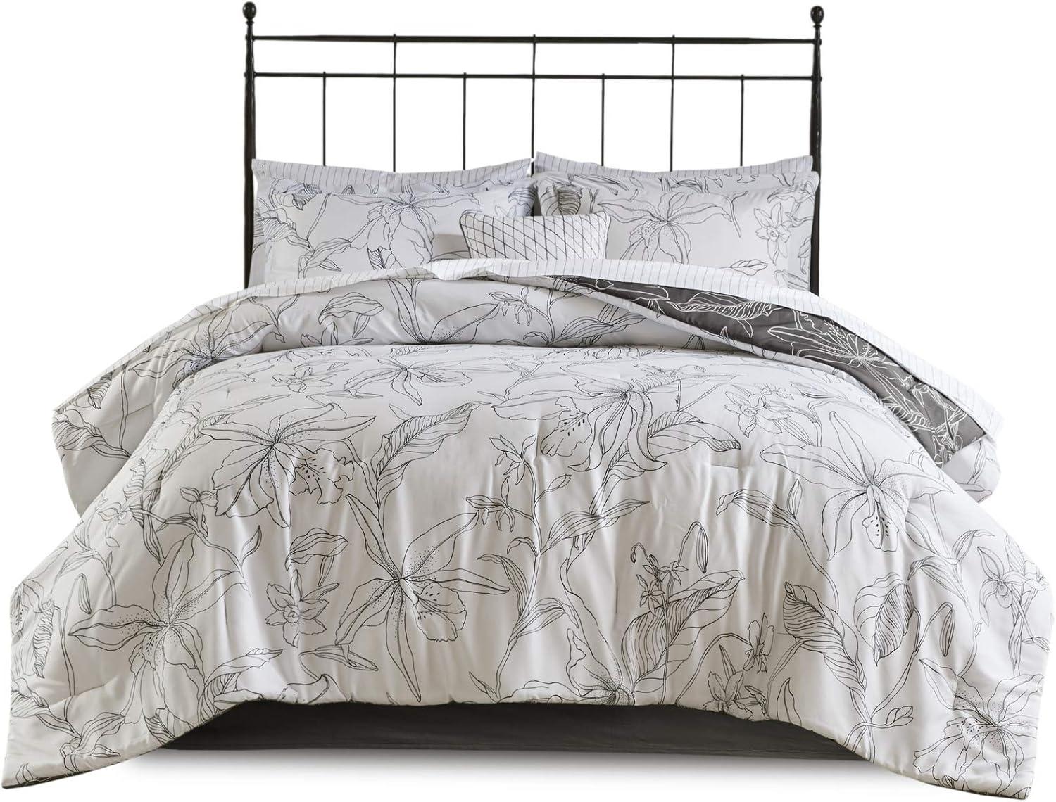 Lilia Full Gray Microfiber Reversible Comforter Set