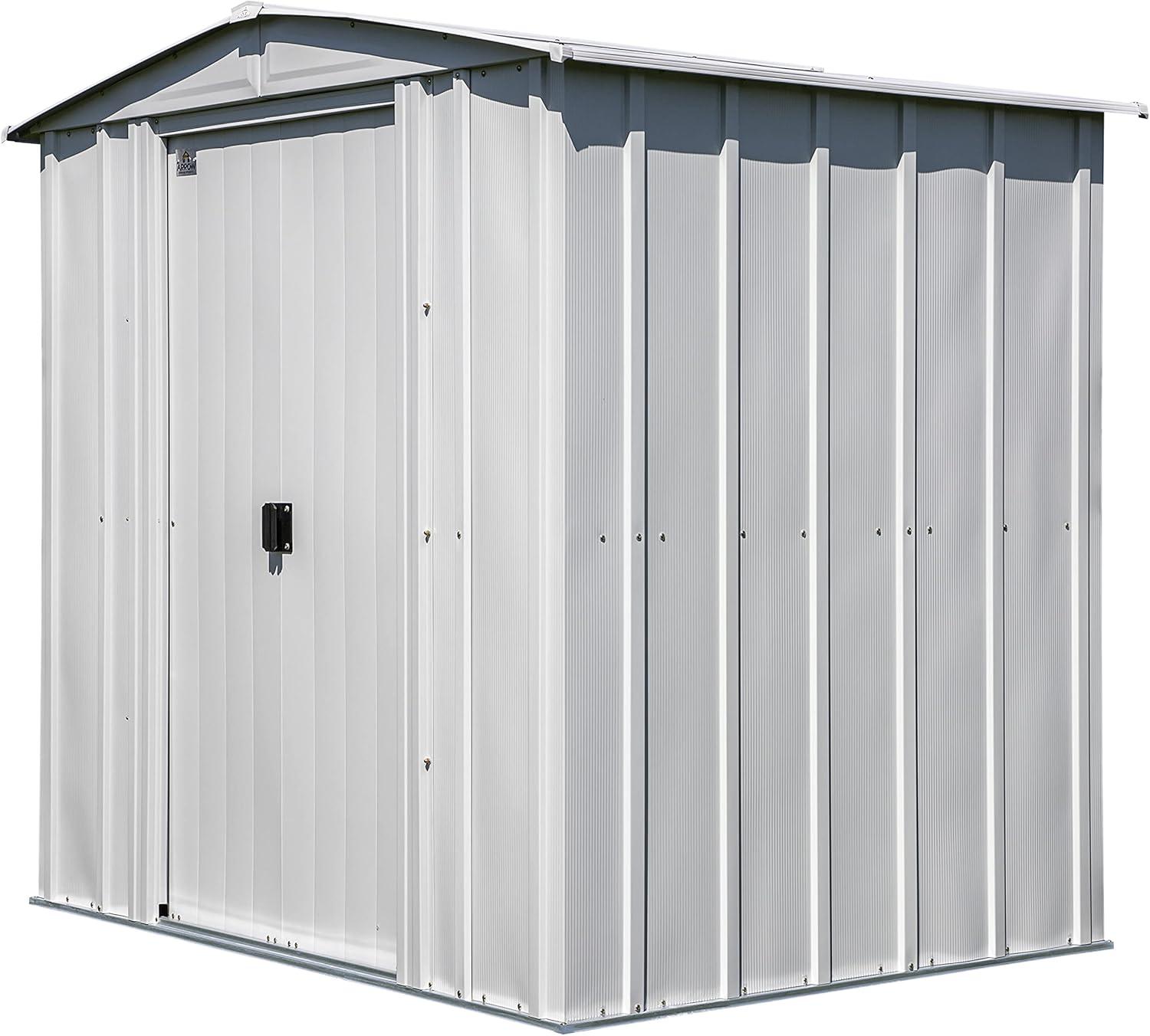 Arrow Classic 6x5 Flute Grey Steel Storage Shed with Sliding Doors