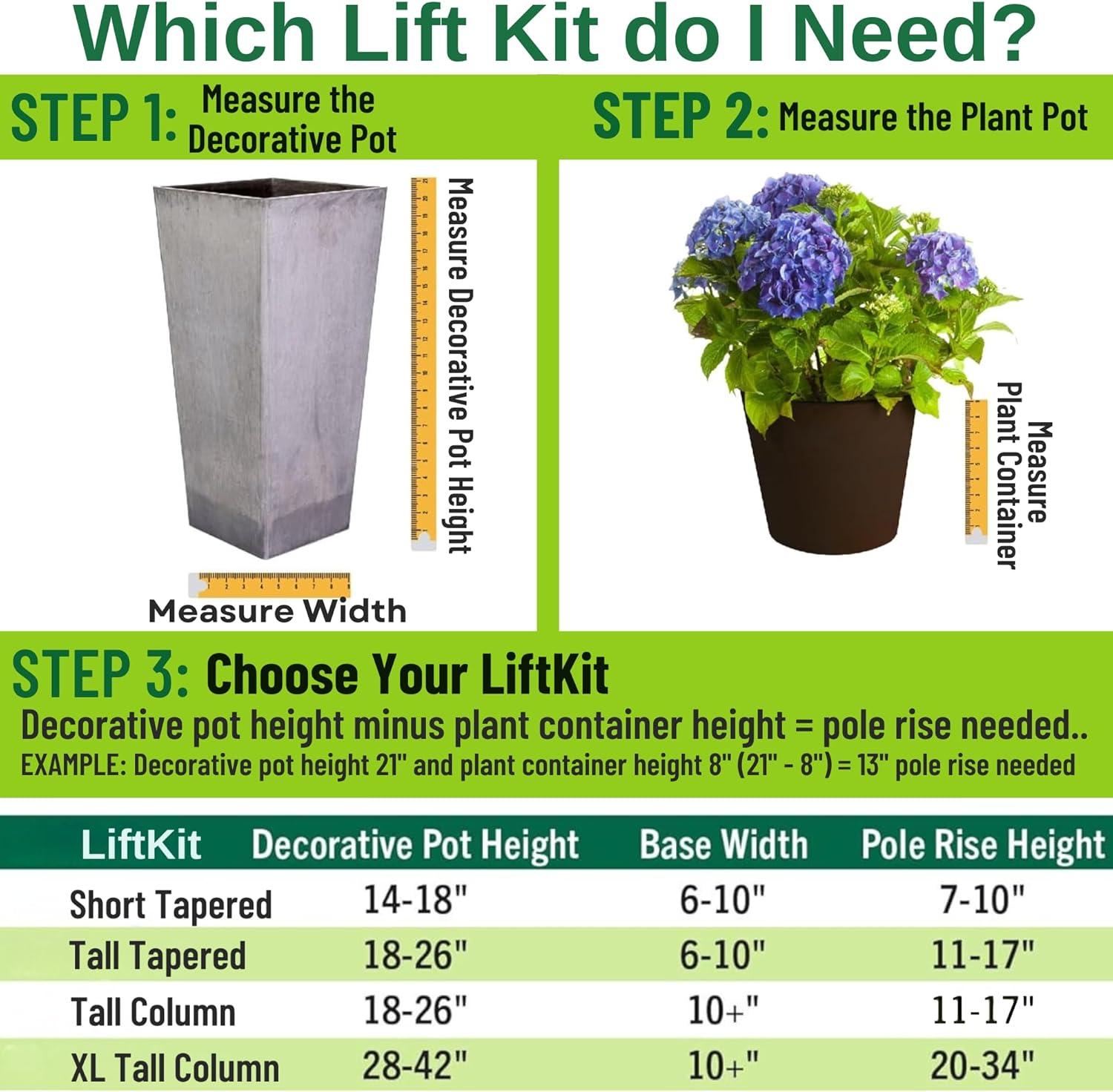Tall Column Plant Riser Fill Bottom of Tall Flower Pots and Large Plant Containers | Indoor and Outdoor (11-17" Rise, 10" Base, 10" Top)