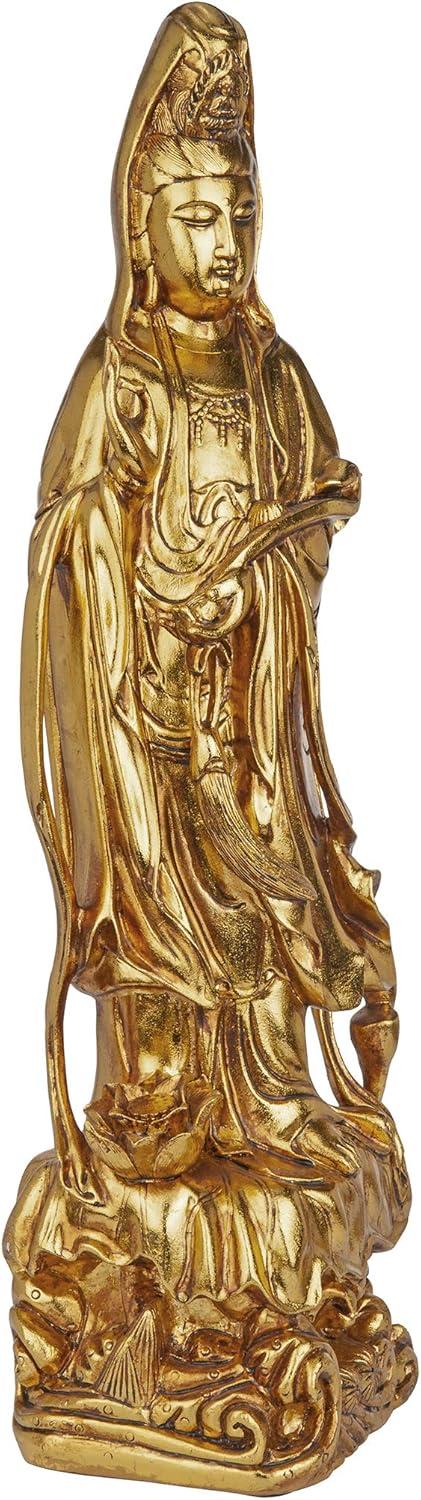 Golden Guan-Yin Chinese Goddess of Mercy Statue