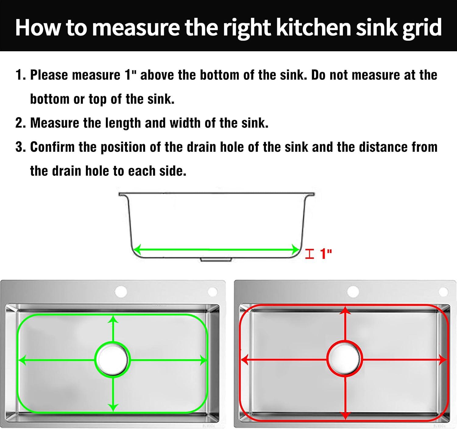 Rectangular Stainless Steel Sink Grid with Center Drain