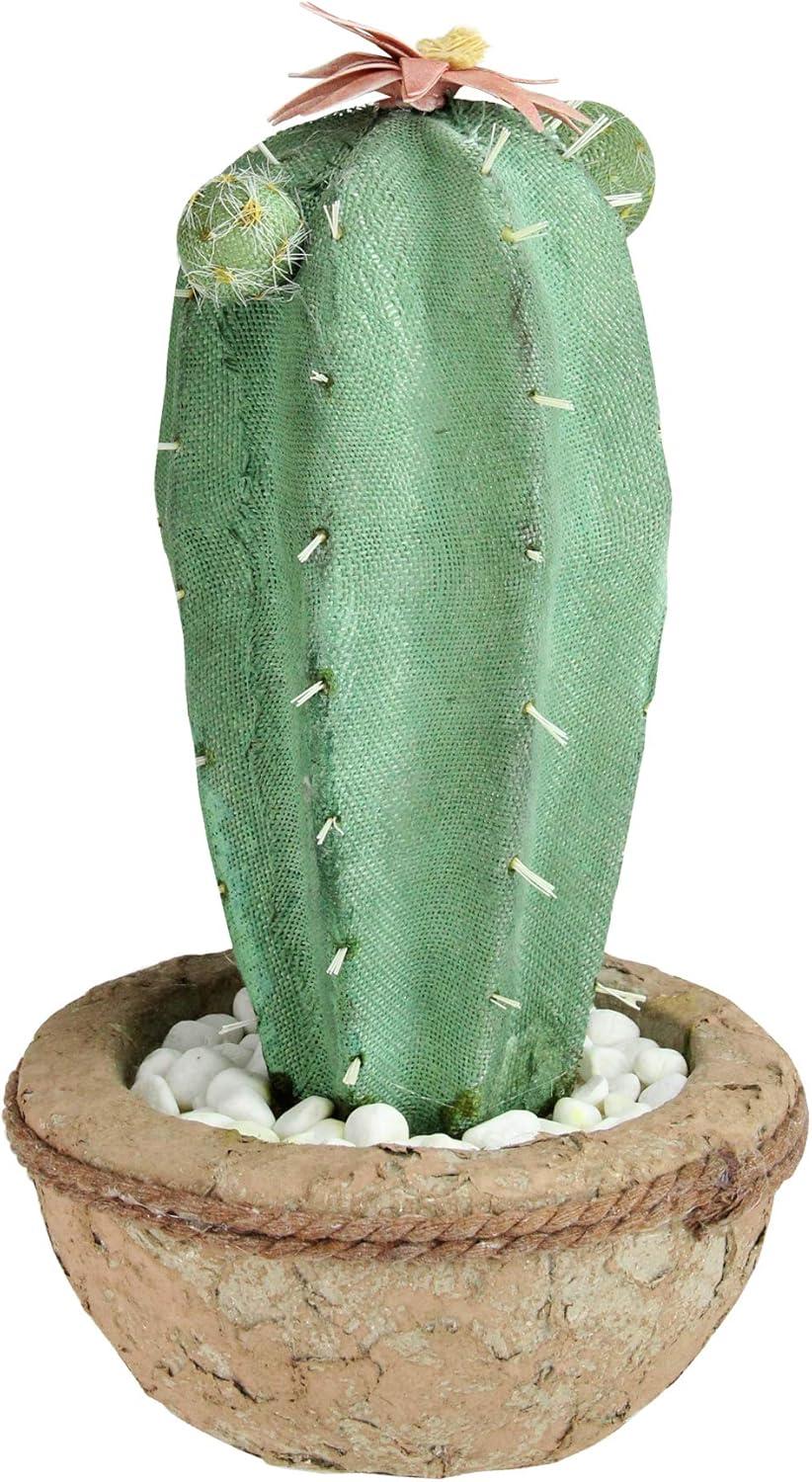 Northlight Seasonal 13.75" Potted Green and Brown Artificial Cactus Plant with Flowers