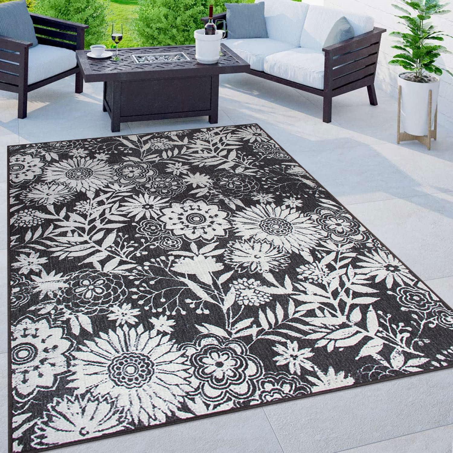 World Rug Gallery Modern Floral Flowers Indoor/Outdoor Area Rug