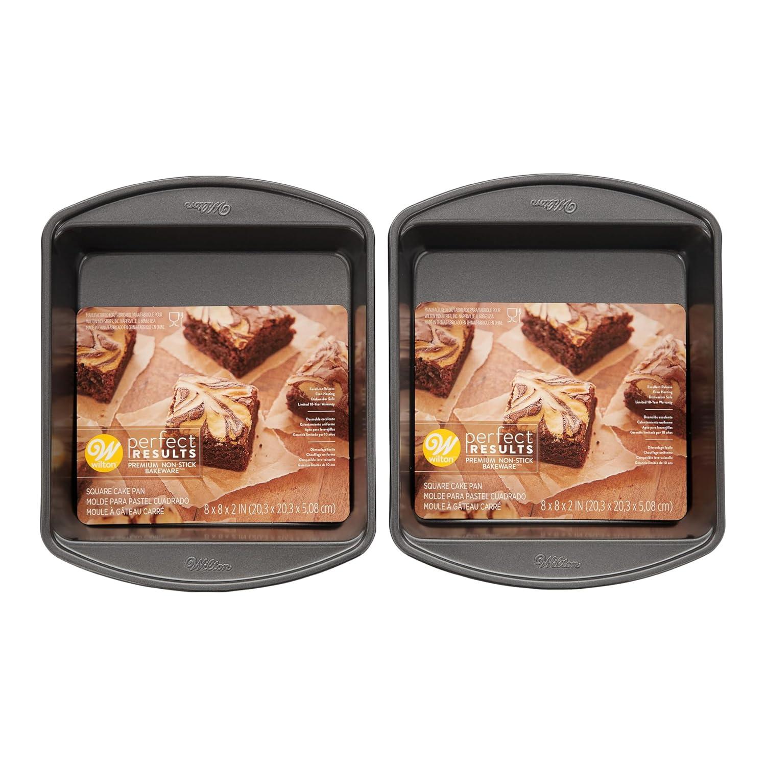 Wilton Perfect Results Steel Non-Stick Square 8-inch Cake Pan Set, 2-Count