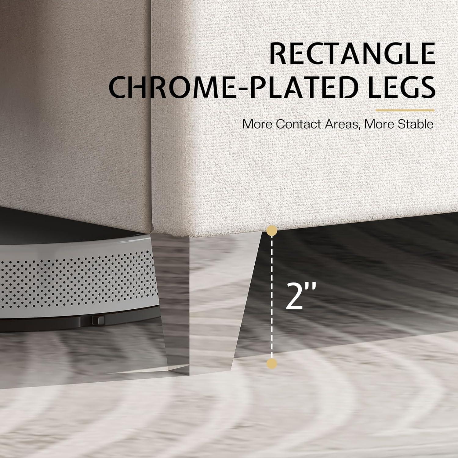 Merluxy King Size Bed Frame with 58" Tall Headboard, Velvet Upholstered Platform Bed with Channel Tufted Wingback Headboard and Plating Trim, Cream