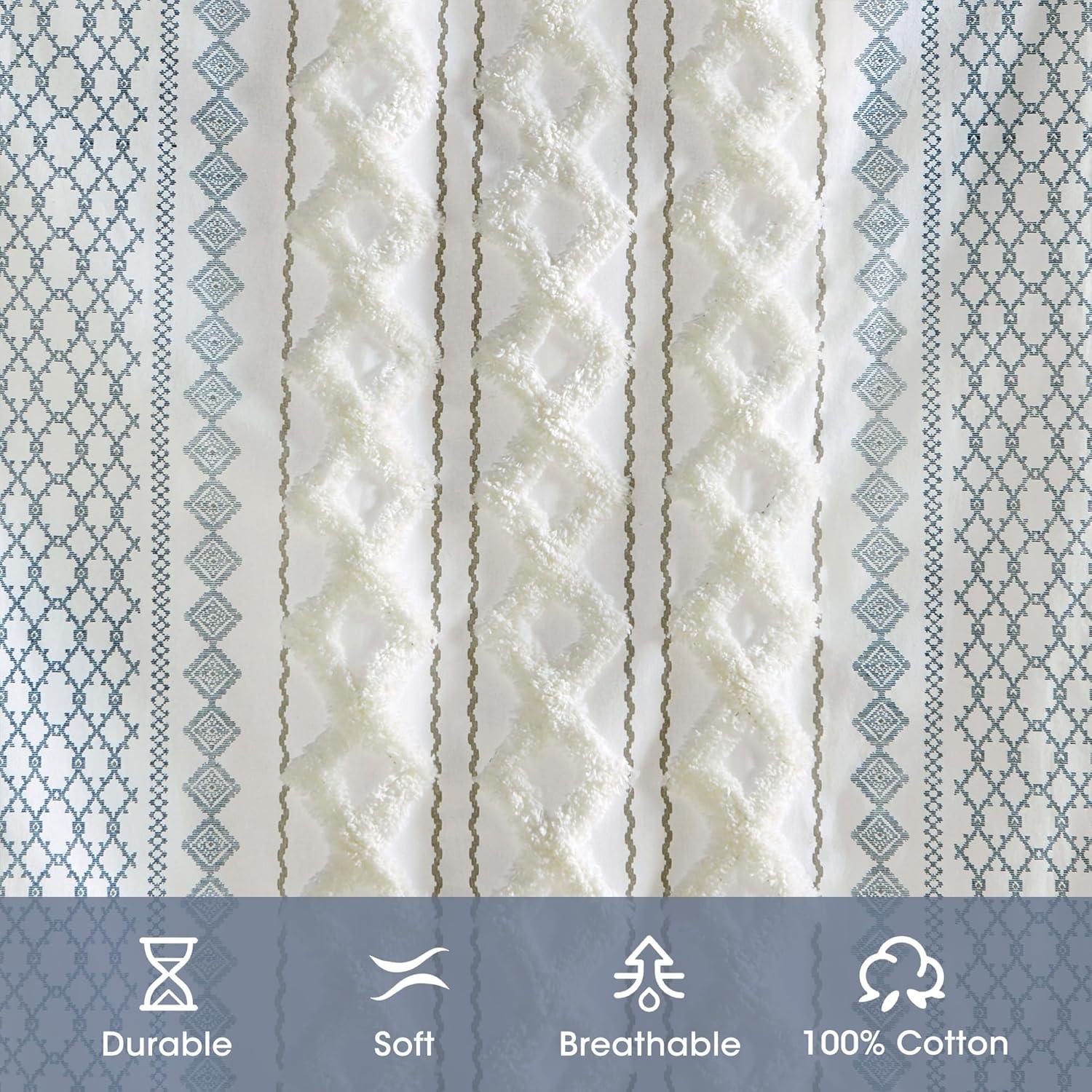 INK+IVY Imani Cotton Printed Boho Single Curtain Panel with Chenille Stripe and Lining