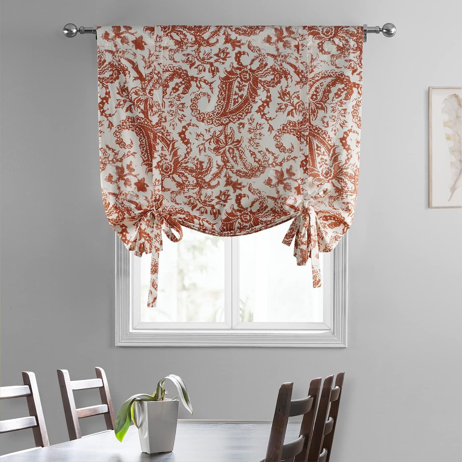 Edina Rust Paisley Cotton Tie-Up Window Shade 46 x 63