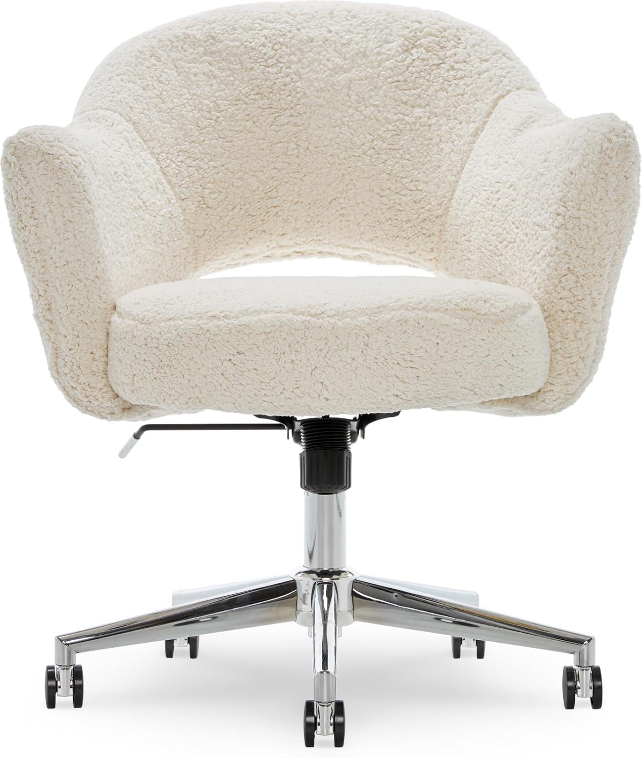 Serta Valetta Midcentury Modern Faux Fur Home Office Chair with Memory Foam Padding