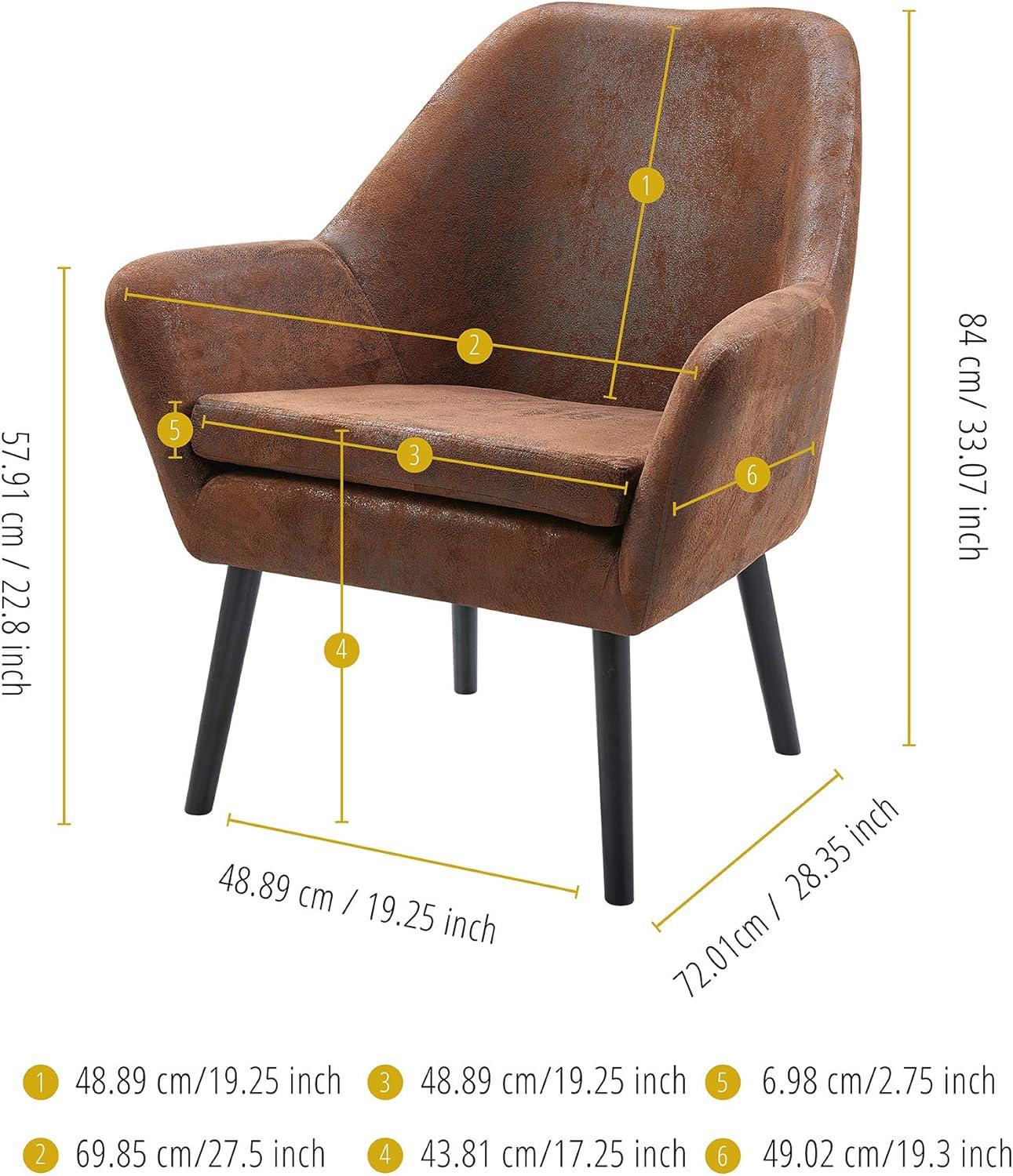 Ebern Designs Ringwold Armchair with Aged Fabric and Solid Wood Legs
