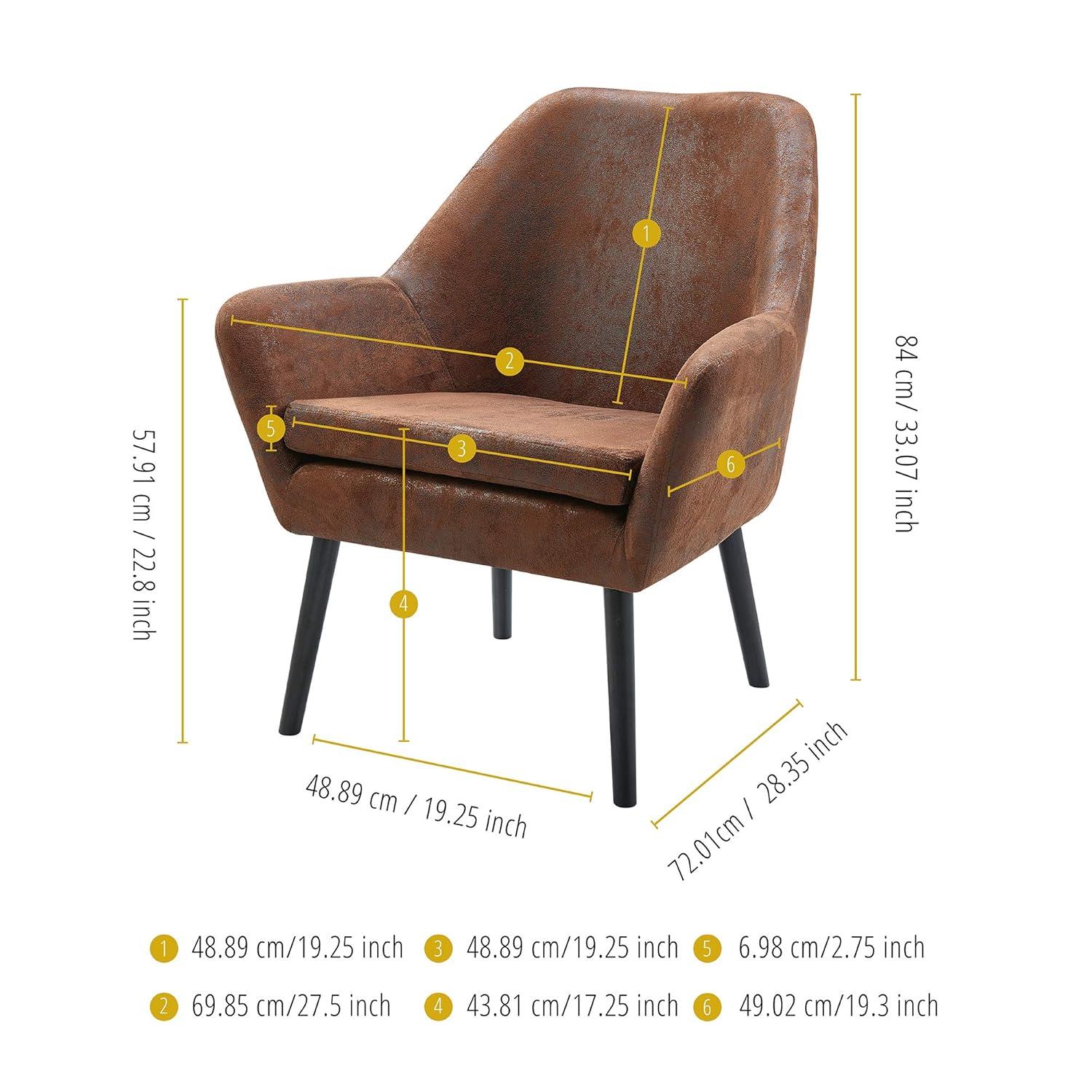 Ebern Designs Ringwold Armchair with Aged Fabric and Solid Wood Legs