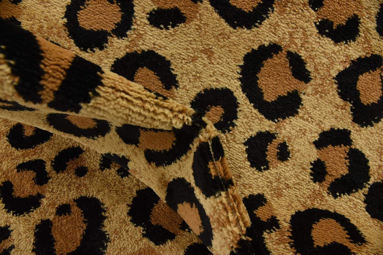 Unique Loom Leopard Wildlife Rug Light Brown/Black 3' 3" x 5' 3" Rectangle Animal Print Contemporary Perfect For Living Room Bed Room Dining Room Office