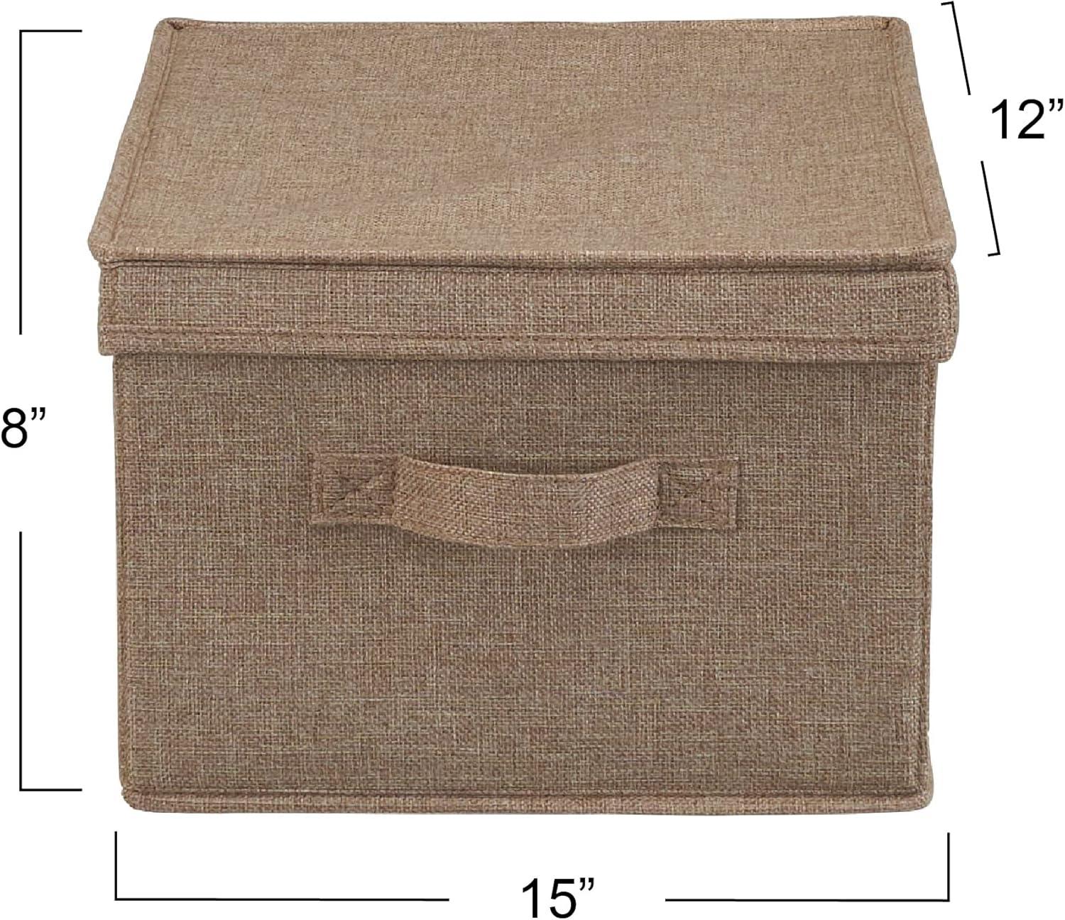 Latte Linen Large Stackable Storage Box with Lid Set