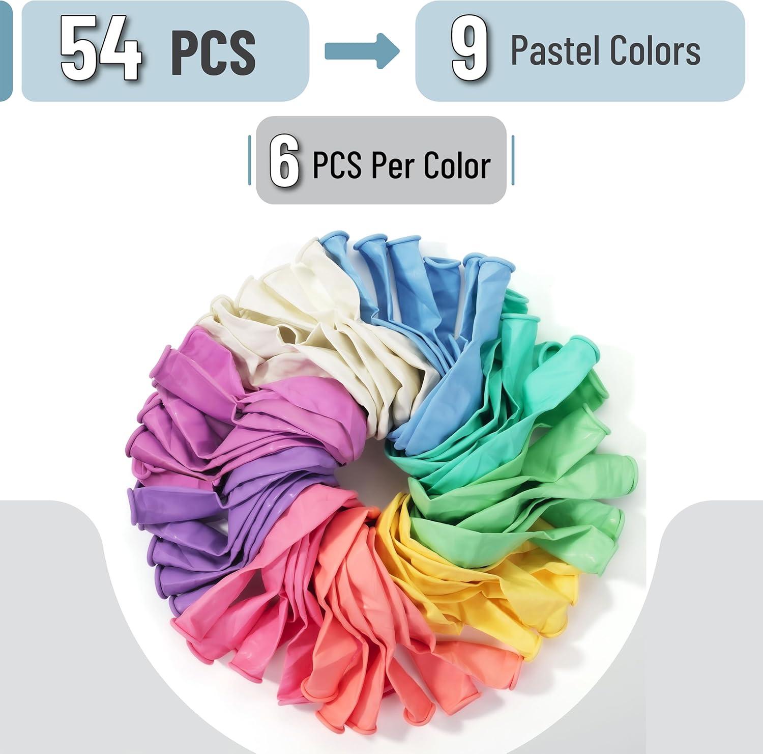 Mr. Pen- Balloons, 12 Inch, 54 Pack, Assorted Colors, Party Balloons, Rainbow Balloons, Latex Balloons, Balloons for Birthday Party