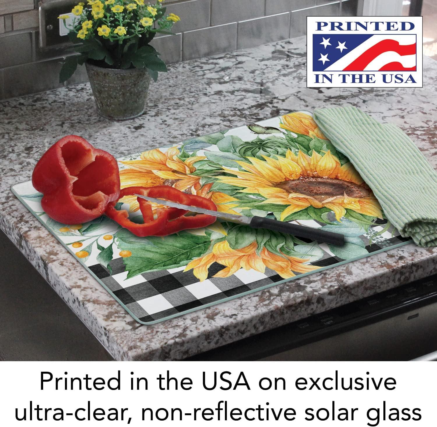 CounterArt Sunflower Fields Tempered Glass Cutting Board