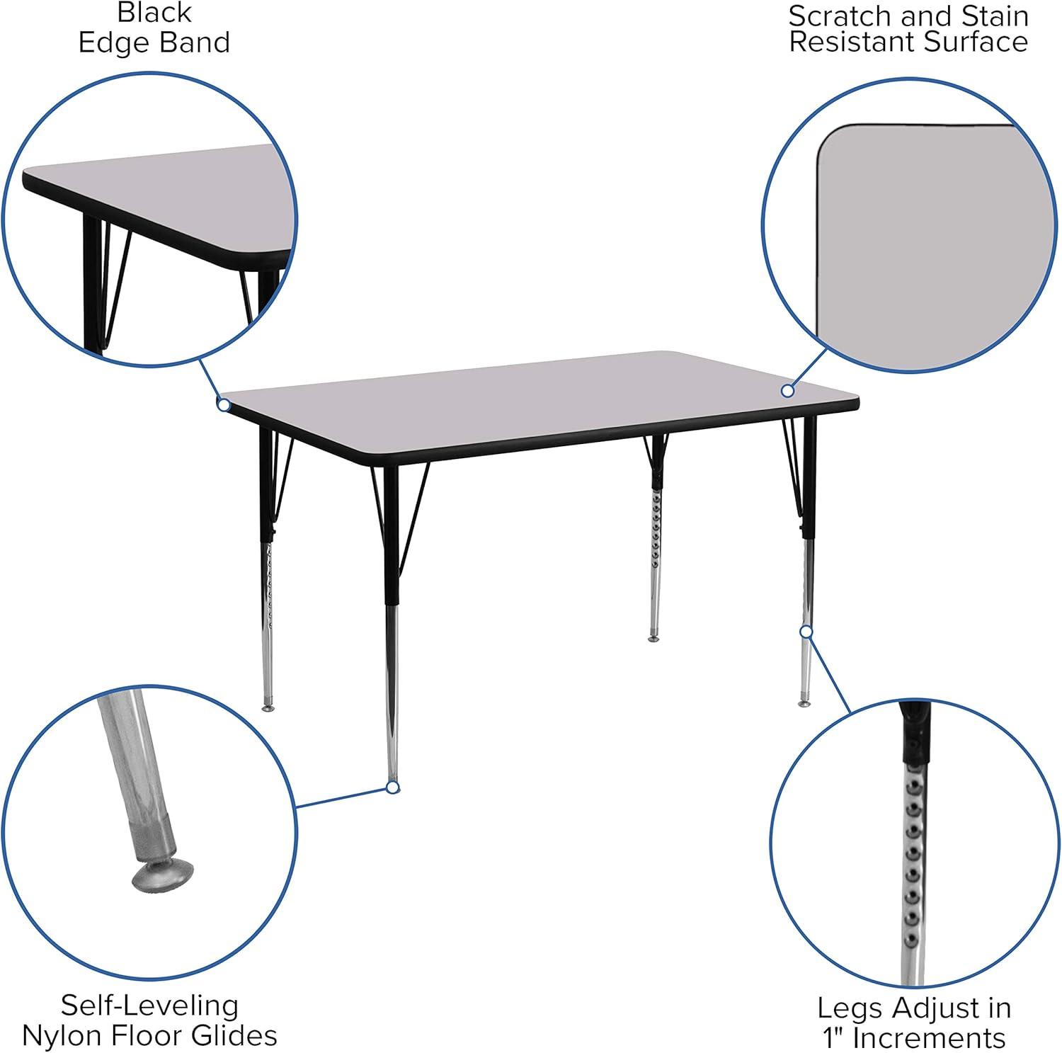 Emma and Oliver 24x48 Rectangle Laminate Adjustable Activity Table