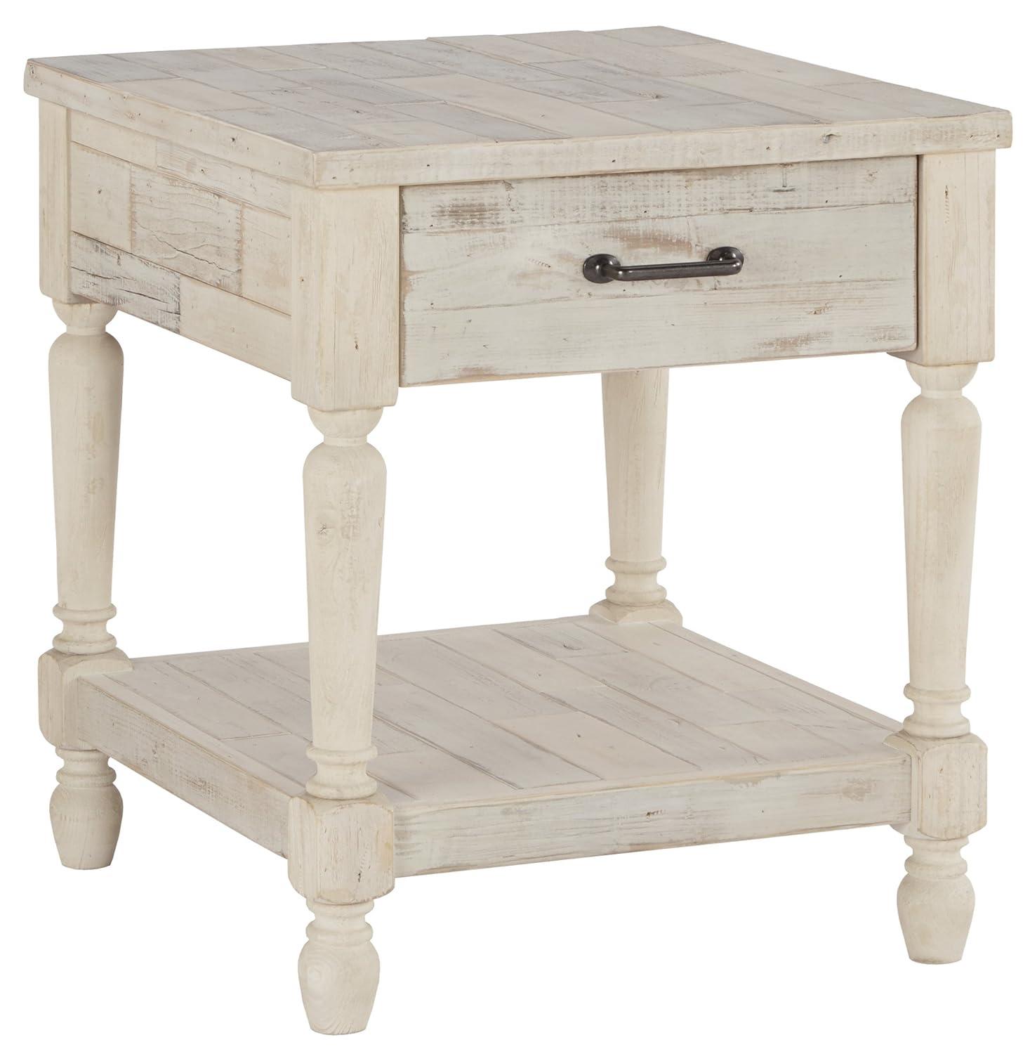 Shawnalore Sofa/Console Table Whitewash - Signature Design by Ashley: Pine Wood, Farmhouse Style, with Drawers & Shelf