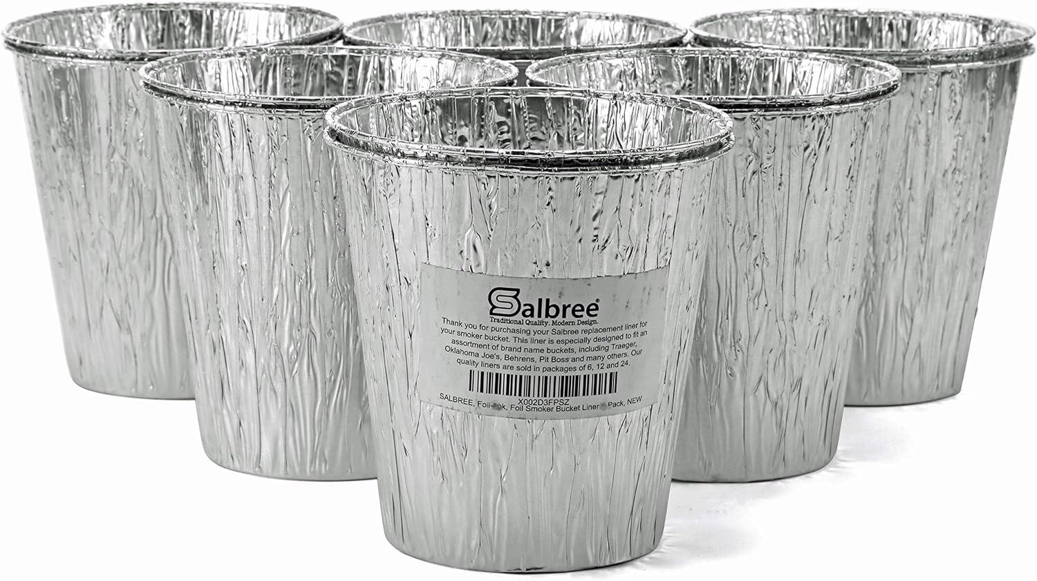 Smoker Bucket Drip Foil Liner Tray for Catching Grease, Compatible with Traeger, Oklahoma Joe, Pit Boss & Other Grill Bucket Accessories for Pro Pellet Oklahoma Joe's (12pk, 5.75x5.75 inches)