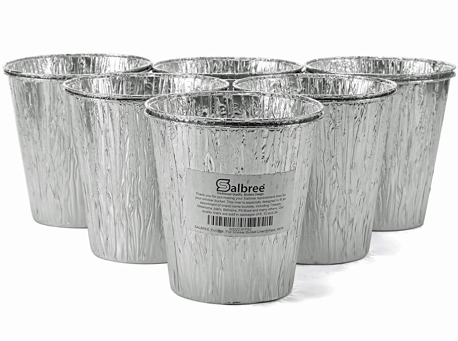 Smoker Bucket Drip Foil Liner Tray for Catching Grease, Compatible with Traeger, Oklahoma Joe, Pit Boss & Other Grill Bucket Accessories for Pro Pellet Oklahoma Joe's (12pk, 5.75x5.75 inches)