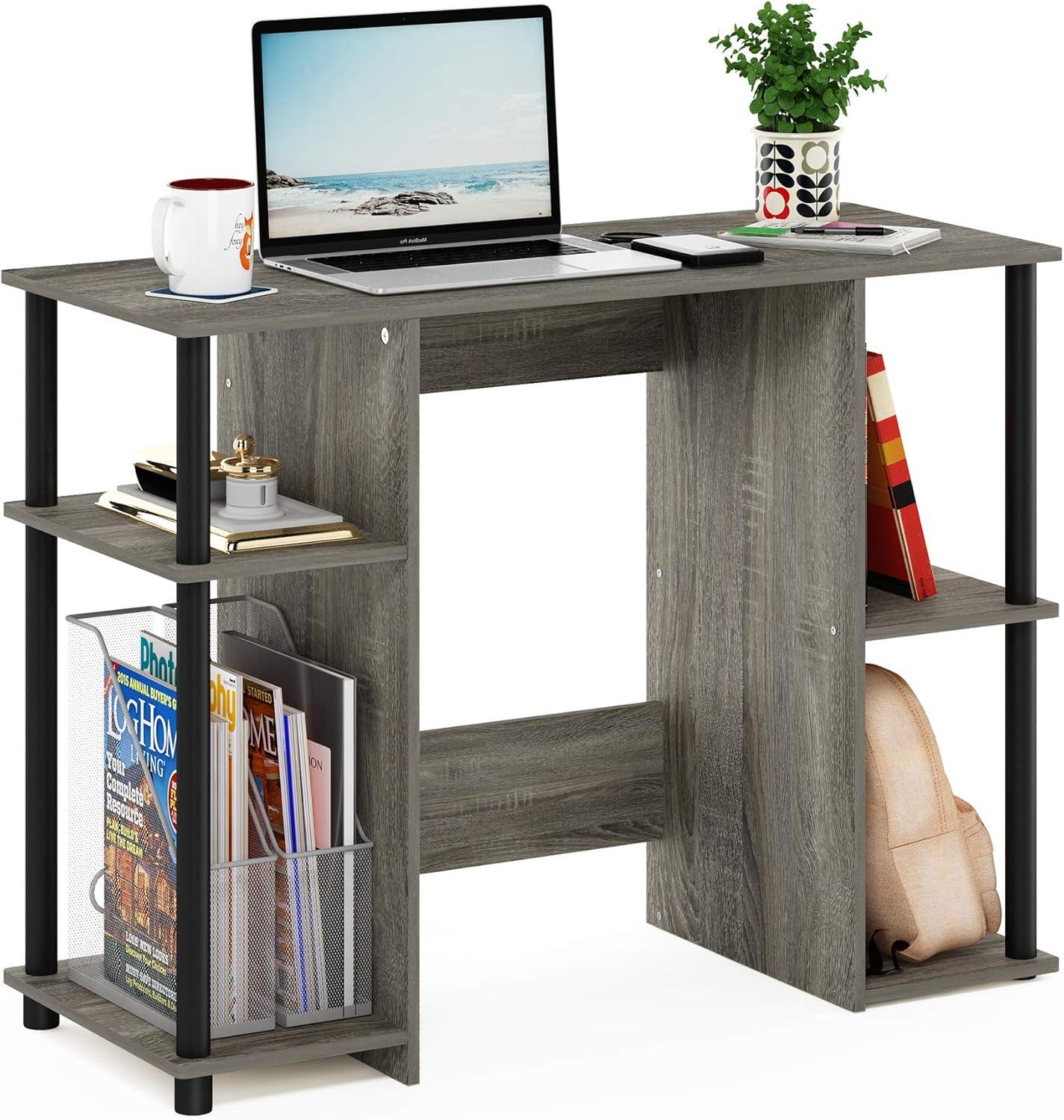 Furinno JAYA Engineered Wood Compact Computer Study Desk in Oak Gray/Black