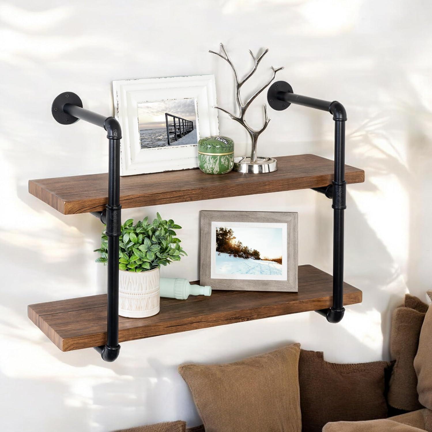 2-Tier Industrial Wall Shelf