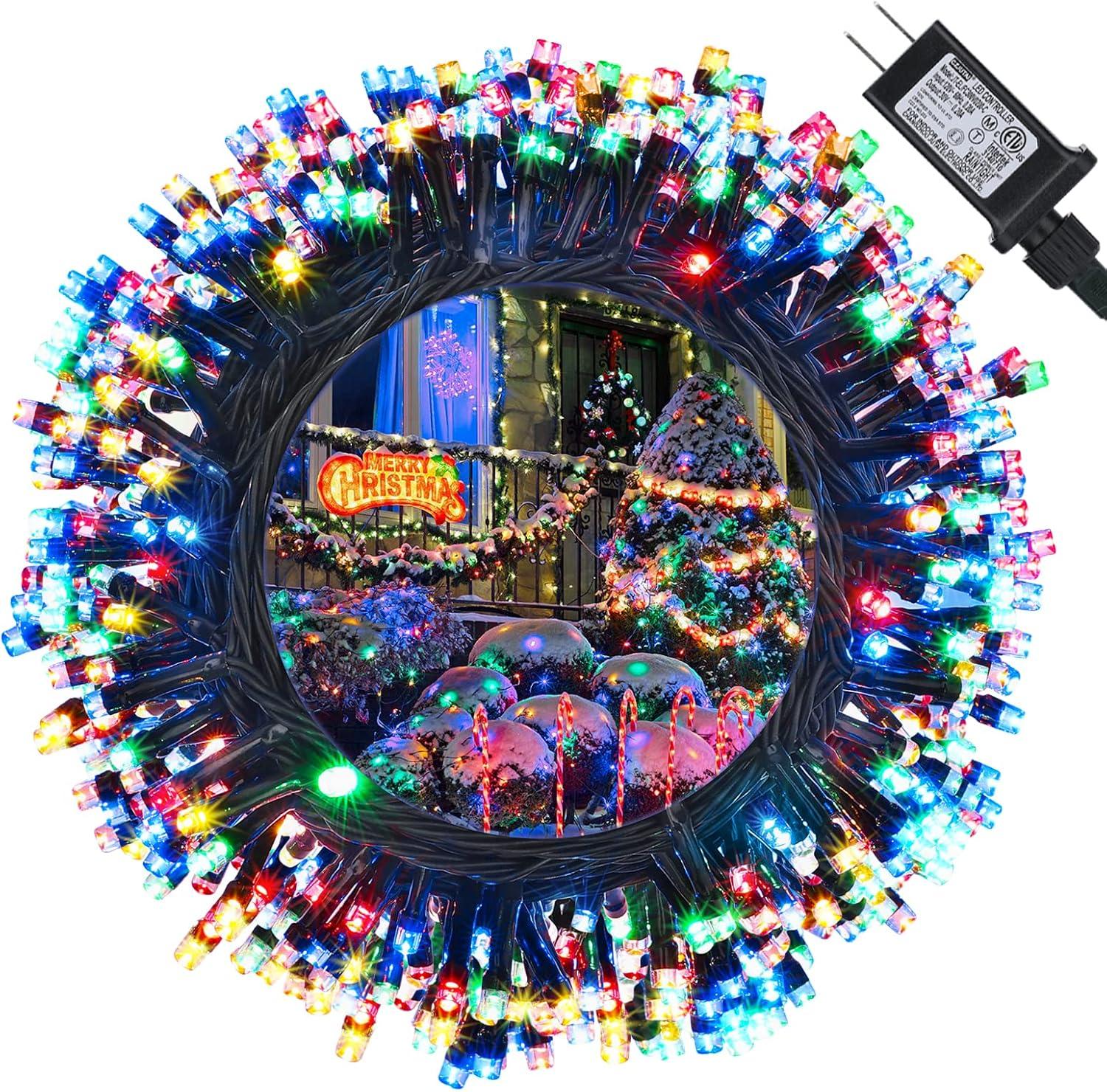 114ft Outdoor Christmas String Lights, 300 LED Connectable with Timer, 8 Modes Multicolor Fairy Twinkle Lights for Indoor/Outdoor Xmas Decorations