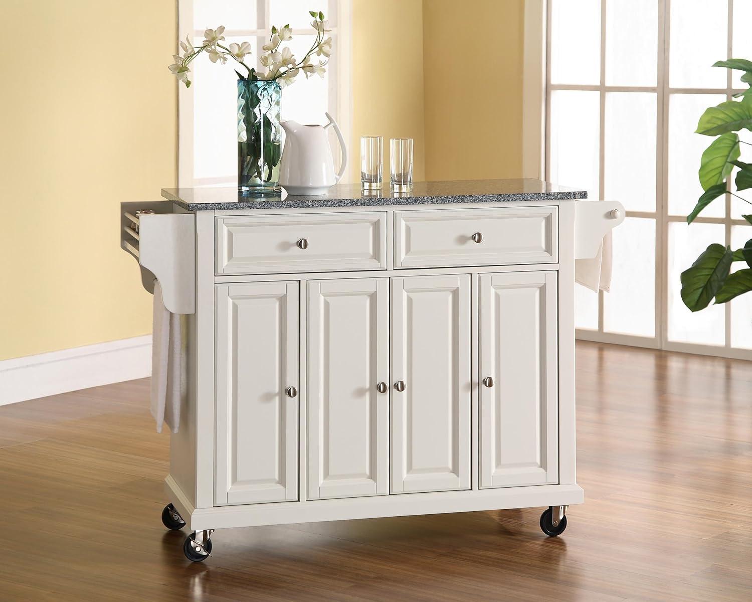 Crosley Furniture Wood/Solid Granite Kitchen Cart in White/Gray