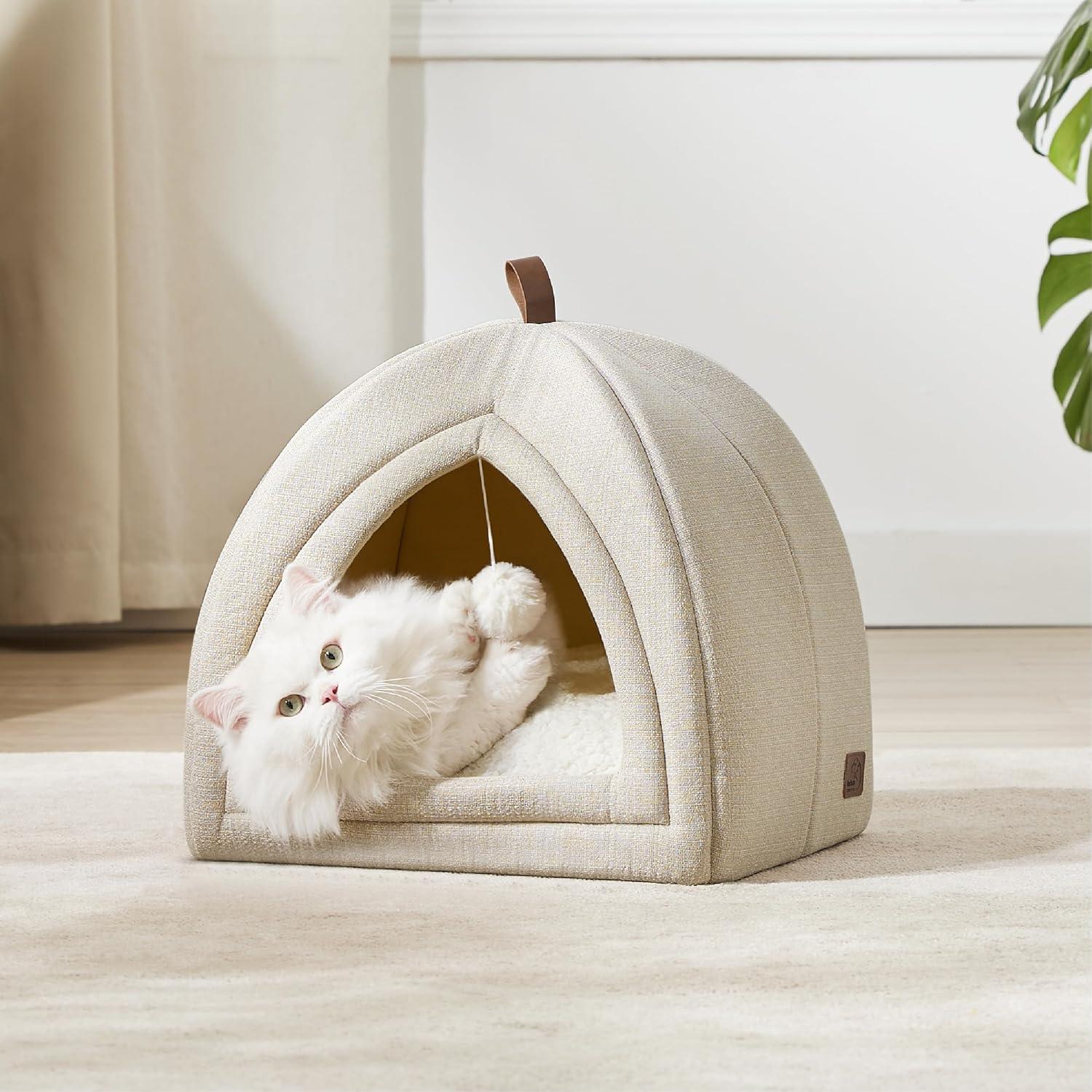 Tucker Murphy Pet™ The Cat Beds for Indoor Cats - 2 in 1 Cat Cave for Kittens and Small Pets, Cat Hideaway with Non-Slip Bottom,16 inches