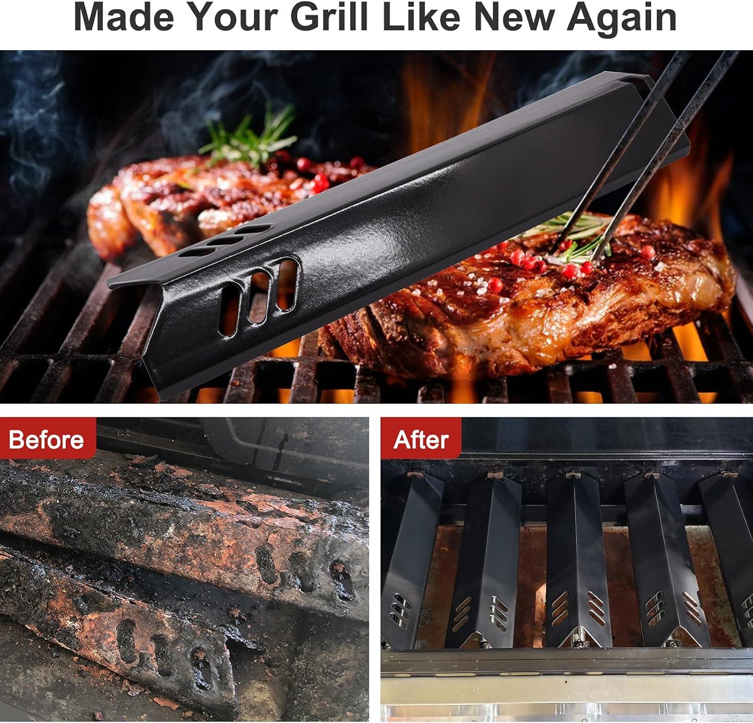 Unicook 15 Inch Grill Heat Plates for Dyna-Glo, Grill Burner Covers, Grill Parts Porcelain Heat Shields for Backyard, 4 Pack