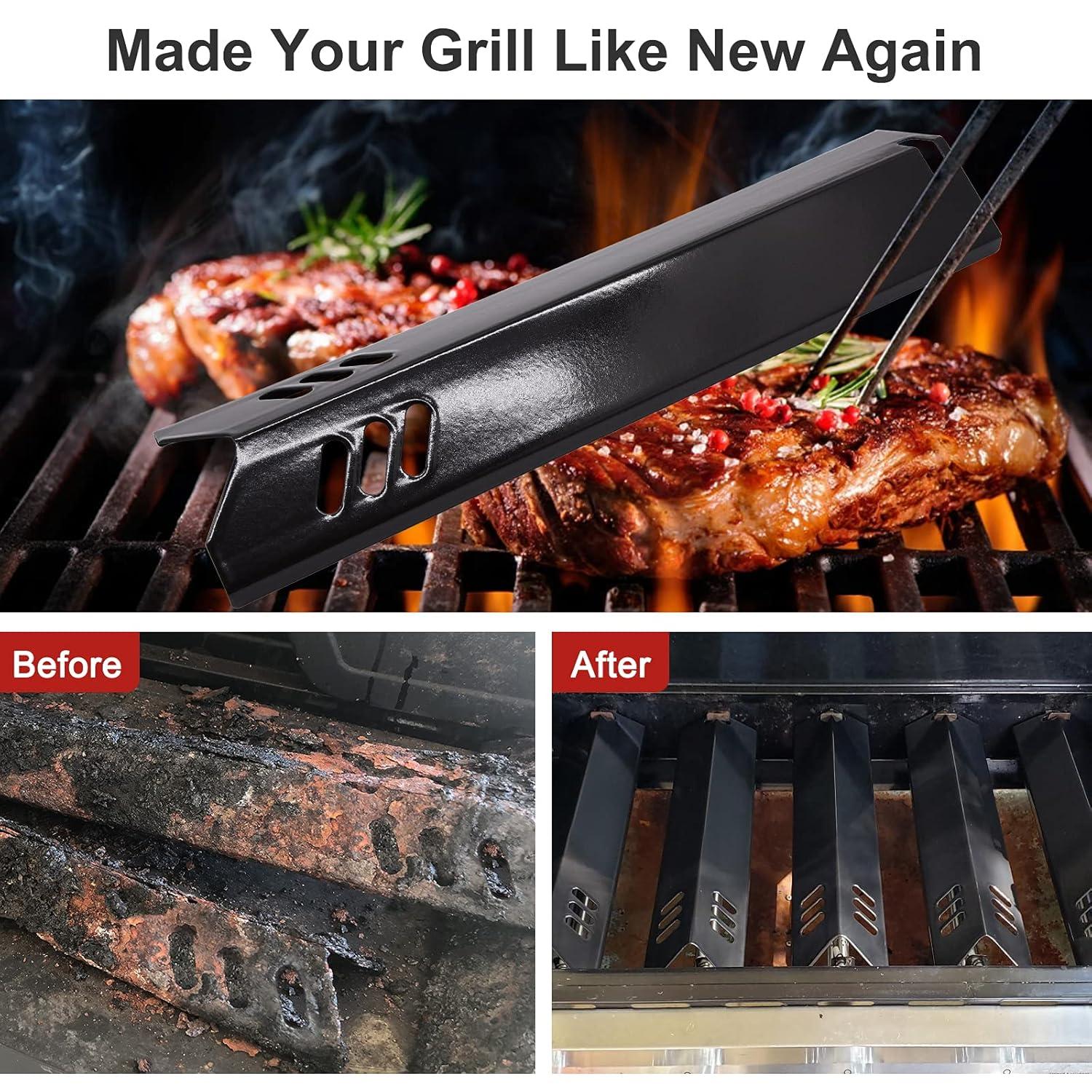 Unicook 15 Inch Grill Heat Plates for Dyna-Glo, Grill Burner Covers, Grill Parts Porcelain Heat Shields for Backyard, 4 Pack