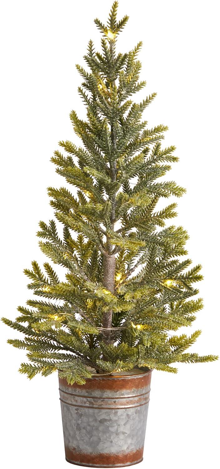 Nearly Natural 26" Pine Artificial Christmas Tree Prelit 35 Warm White Lights