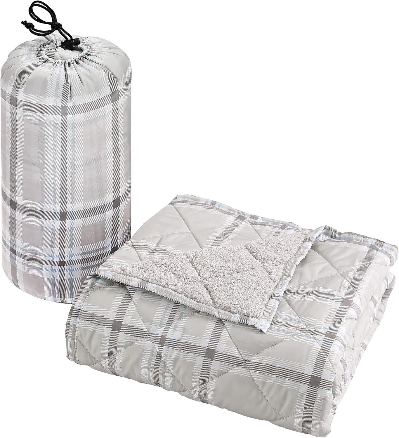 Coleman Coleman Reversible Water Resistant Nylon and Sherpa Diamond Quilted Indoor/Outdoor Throw/Picnic Blanket