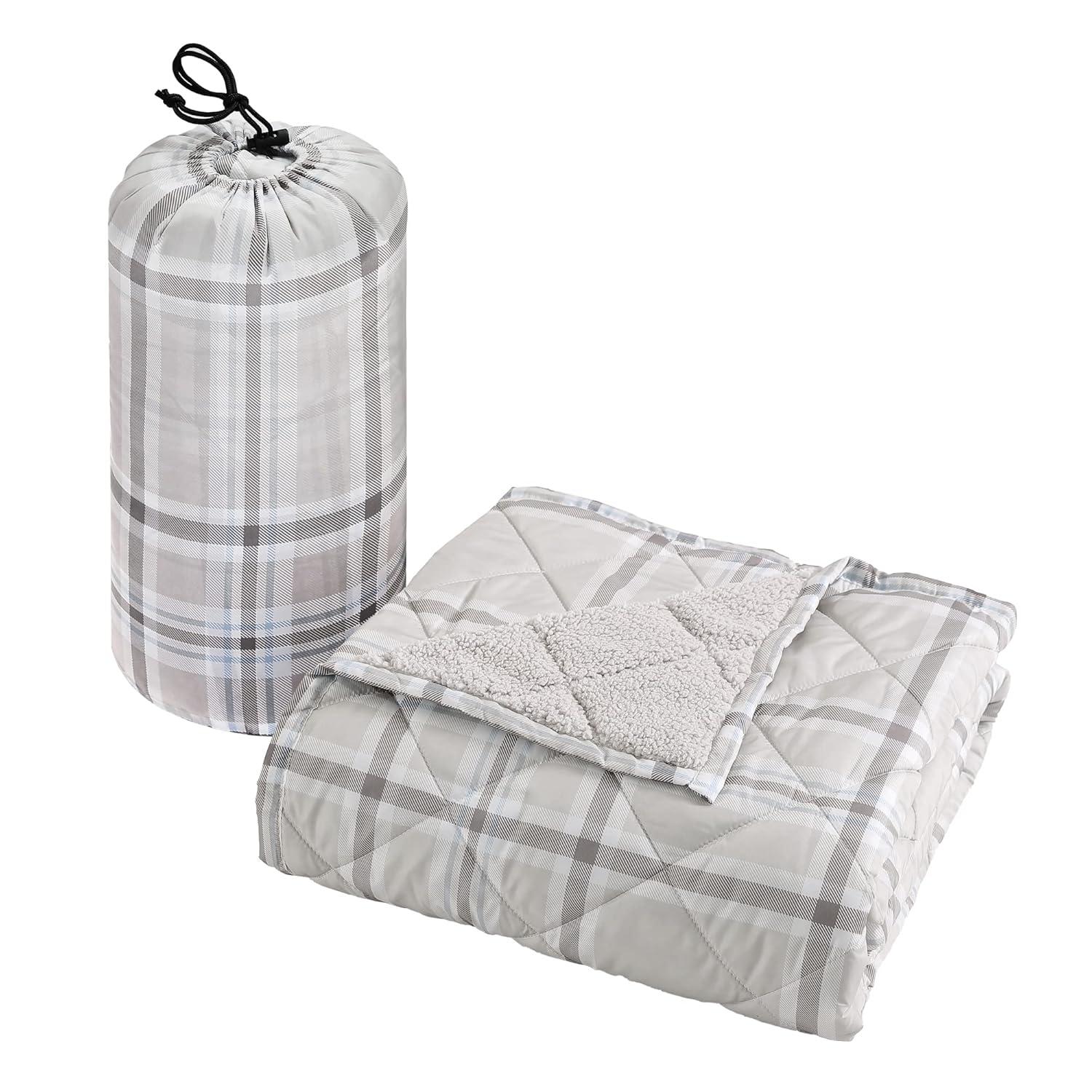 Coleman Coleman Reversible Water Resistant Nylon and Sherpa Diamond Quilted Indoor/Outdoor Throw/Picnic Blanket
