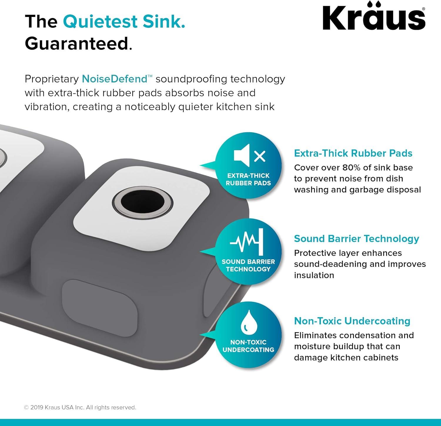 KRAUS Premier 32-inch 16 Gauge Undermount 50/50 Double Bowl Stainless Steel Kitchen Sink