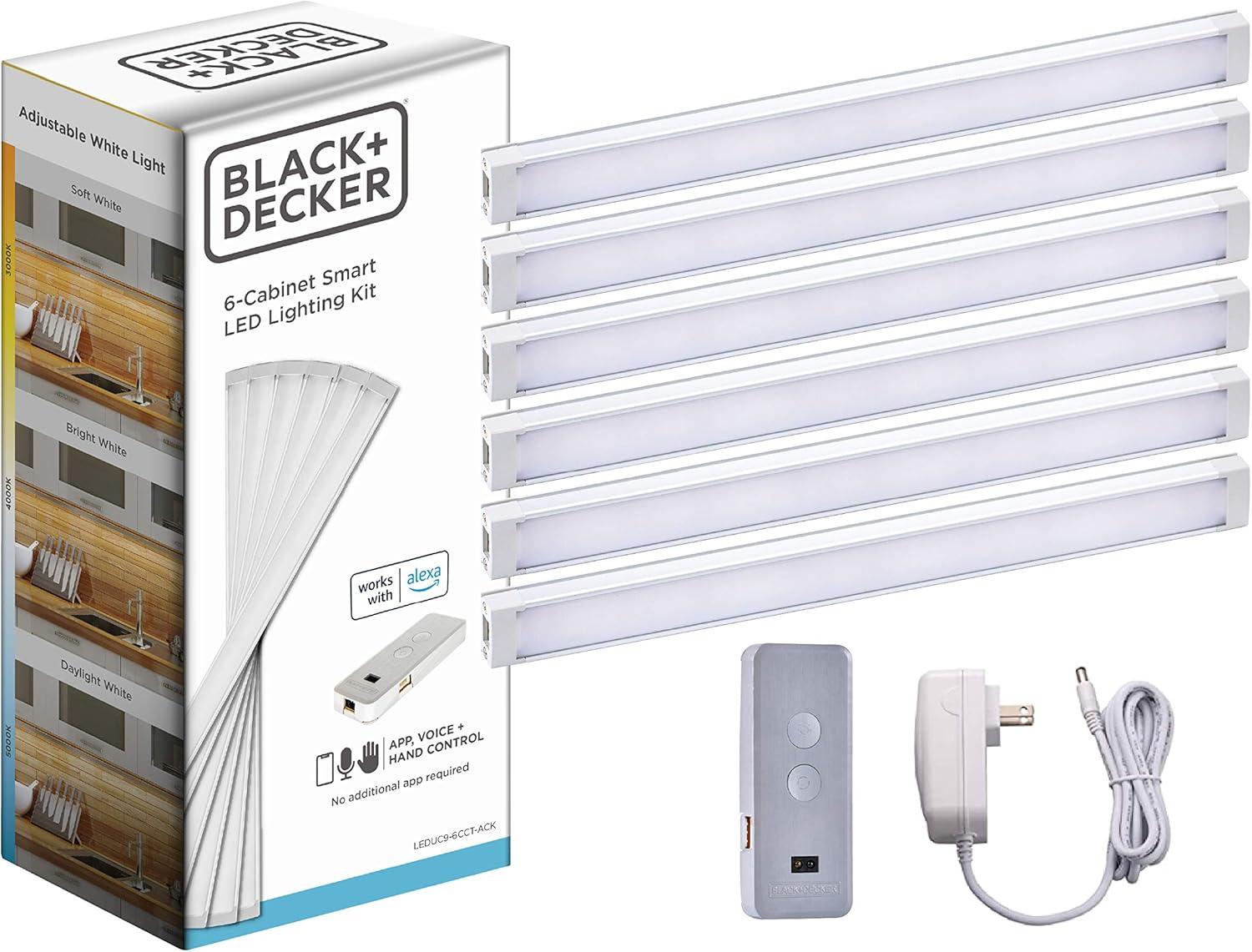 Alexa-Compatible Adjustable White LED Under Cabinet Lighting Kit, 6-Pack