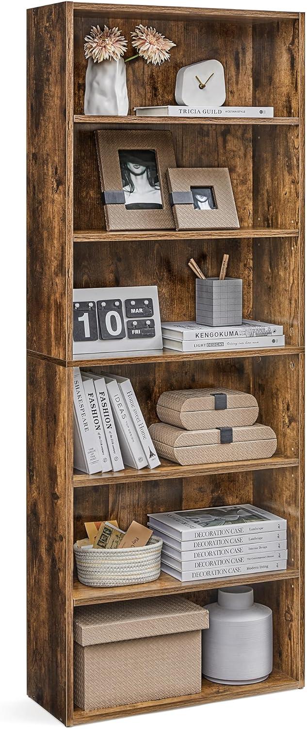 Cube Storage Organizer 6-Tier Bookshelf Bookcase with Adjustable Storage Shelves Rustic Brown