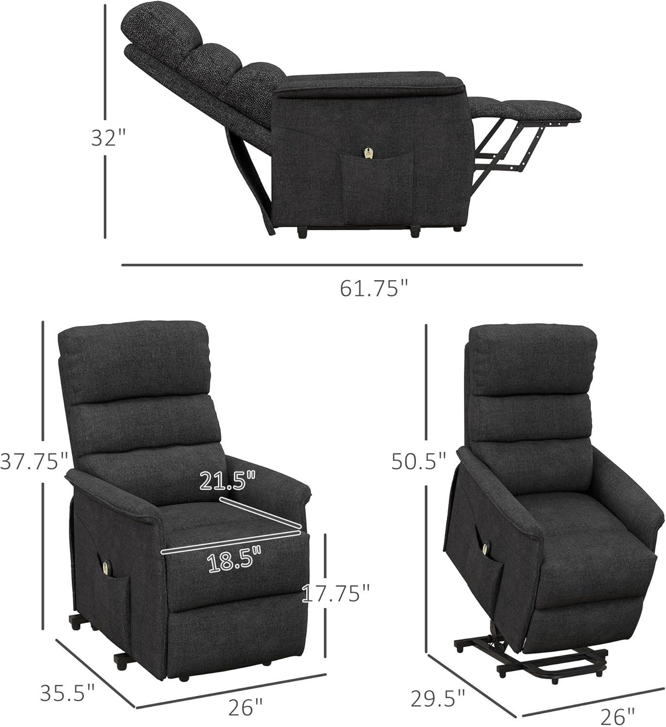 Black Metal Power Lift Recliner with Remote Control