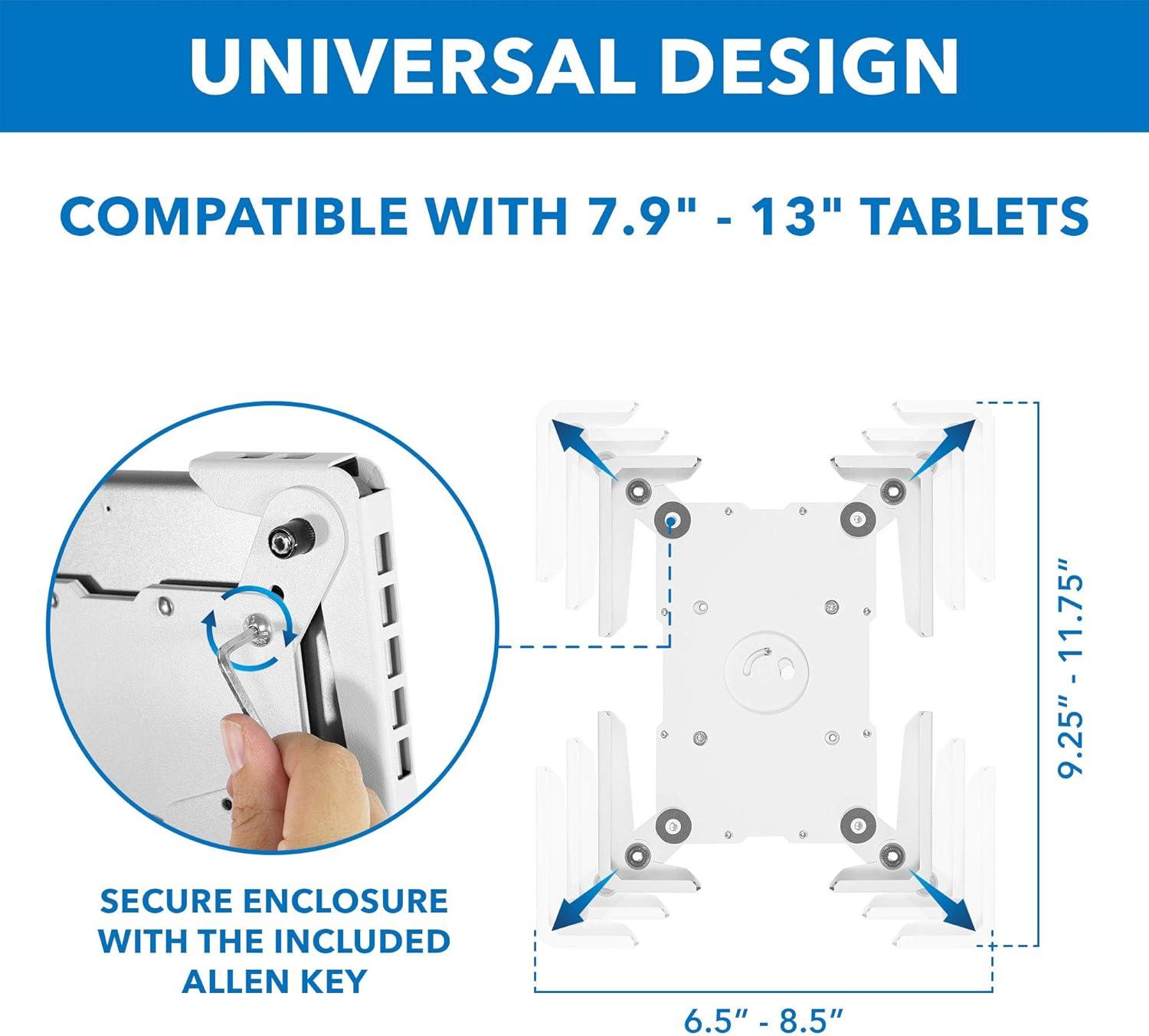 Mount-It! Adjustable Universal Theft-Deterrent Tablet Floor Kiosk Mount for iPad, Galaxy - White