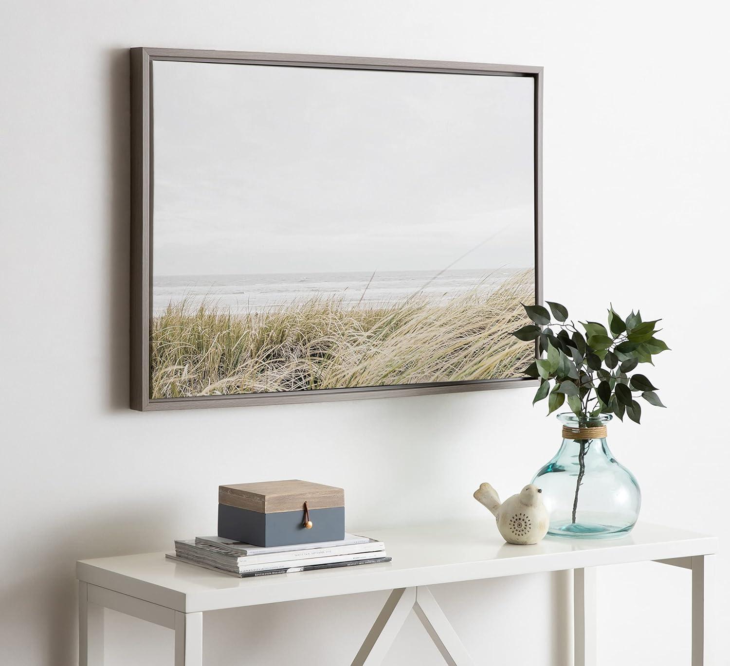 23" x 33" Sylvie East Beach Framed Canvas by Amy Peterson Art Studio Gray - Kate & Laurel All Things Decor: Coastal Wall Decor