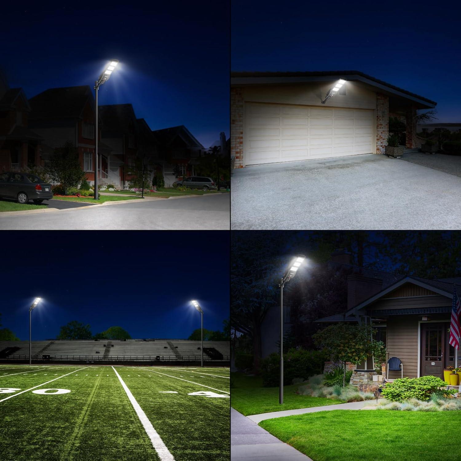 LANGY Solar Street Light Upgraded 9000 Lumens, 180 PCS LED Solar Powered Street Lamp Outdoor, 15000 mAh Battery, PIR Motion Sensor, 6000K, Dusk to Dawn Security Led Post Street Light
