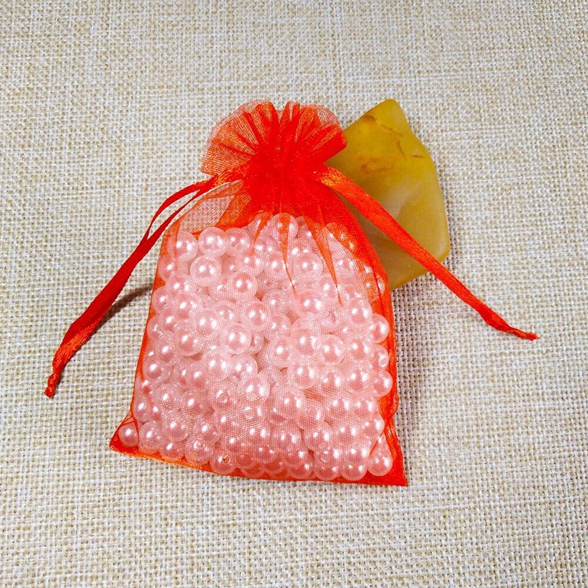 100PCS 4x6inch (10x15cm) Drawstring Organza Jewelry Favor Pouches Wedding Party Festival Gift Bags Candy Bags (Red)