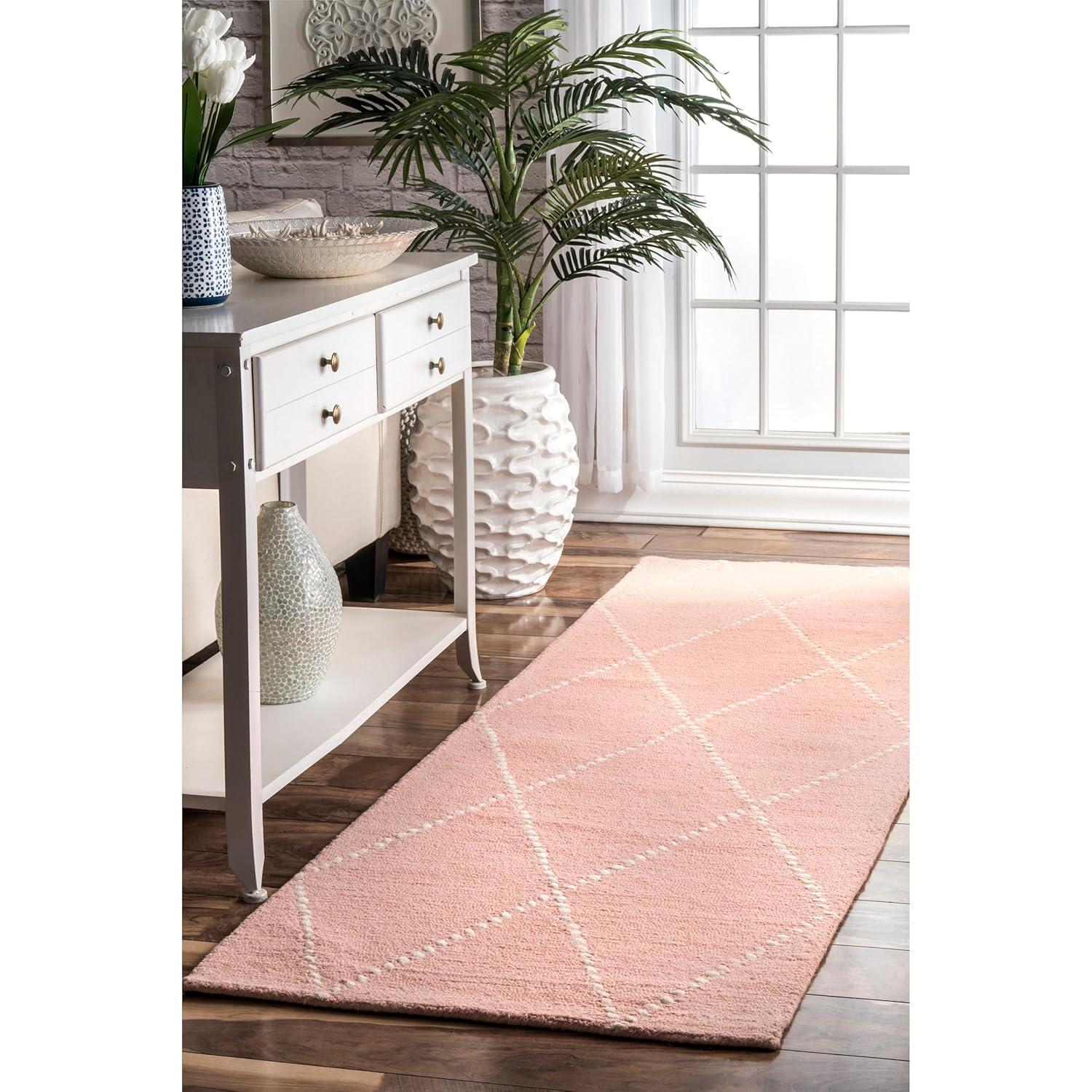 4'x6' Wool Hand Tufted Elvia Area Rug Baby Pink - nuLOOM