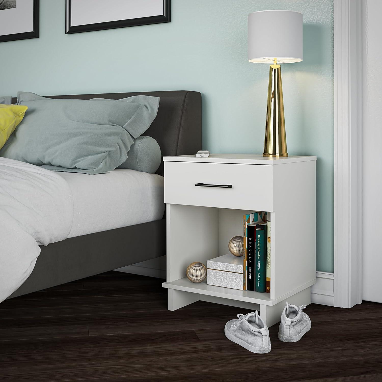 Ameriwood Home Southlander 1 Drawer Nightstand, White