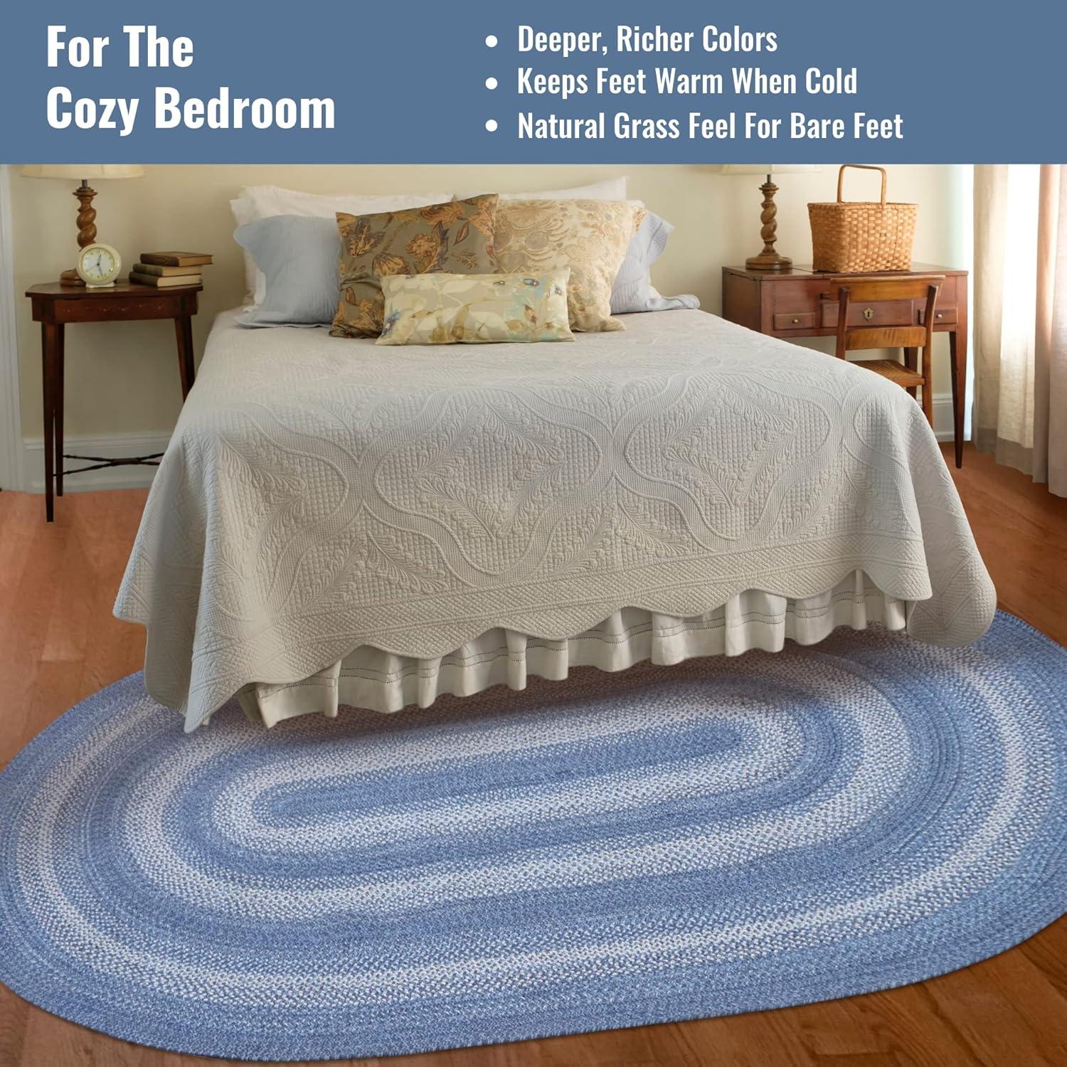 Denim Delight Handmade Viscose 4' x 6' Oval Braided Rug