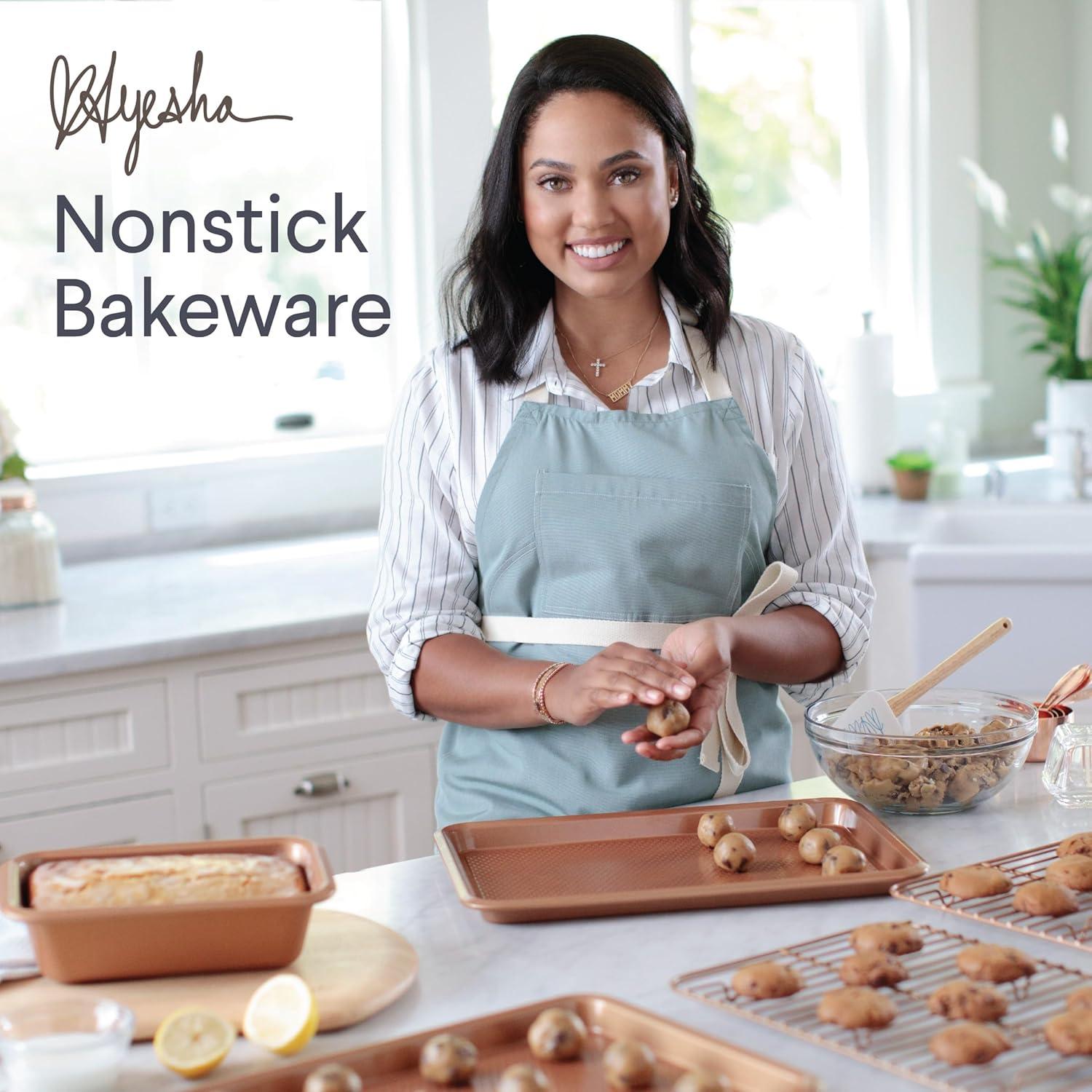Ayesha Curry Ayesha Curry Bakeware Nonstick Cookie Pan, Loaf Pan, And Cake Pan Set, 7-Piece, Copper