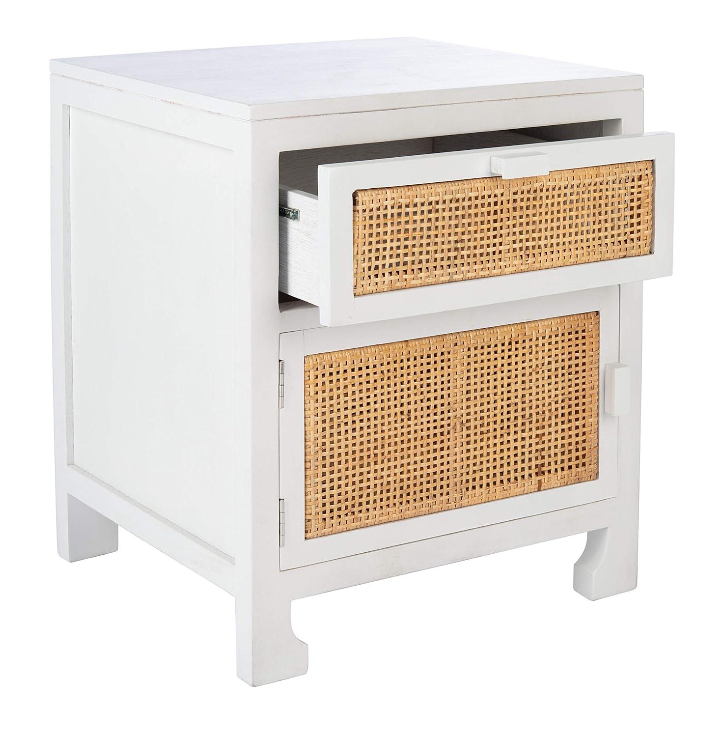 Dave 1 Drawer 1 Door Nightstand - NST4003 - White/Natural - Safavieh
