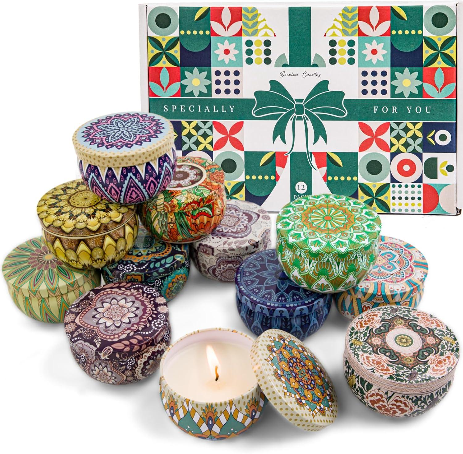 Scented Candles Gift Set, 12 Pack Aromatherapy Candles for Women, Candles for Home Scented, 300H Long Burning, Soy Wax Candle Set, Gifts for Mom Women SPA Birthday Anniversary Stocking Stuffers