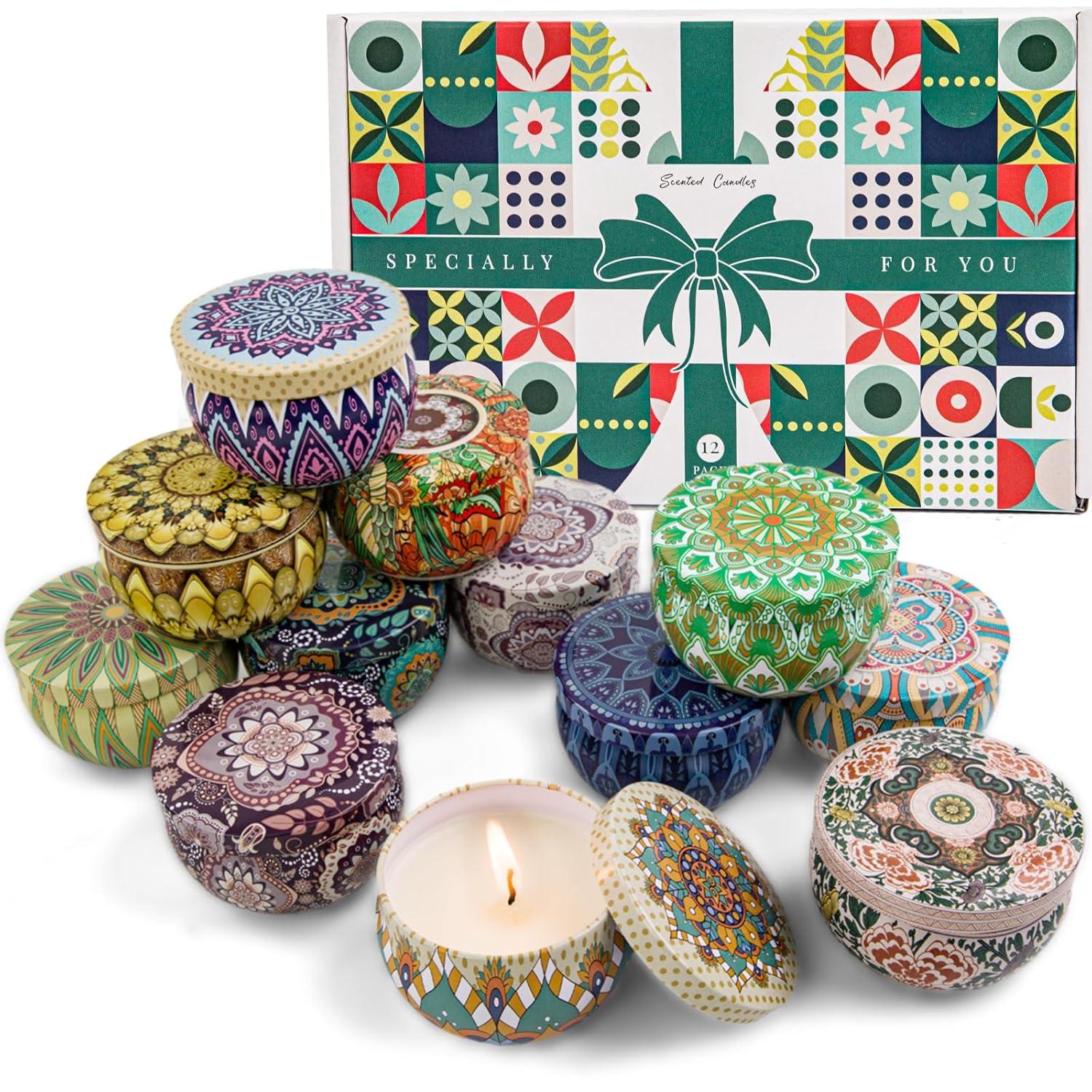 Scented Candles Gift Set, 12 Pack Aromatherapy Candles for Women, Candles for Home Scented, 300H Long Burning, Soy Wax Candle Set, Gifts for Mom Women SPA Birthday Anniversary Stocking Stuffers