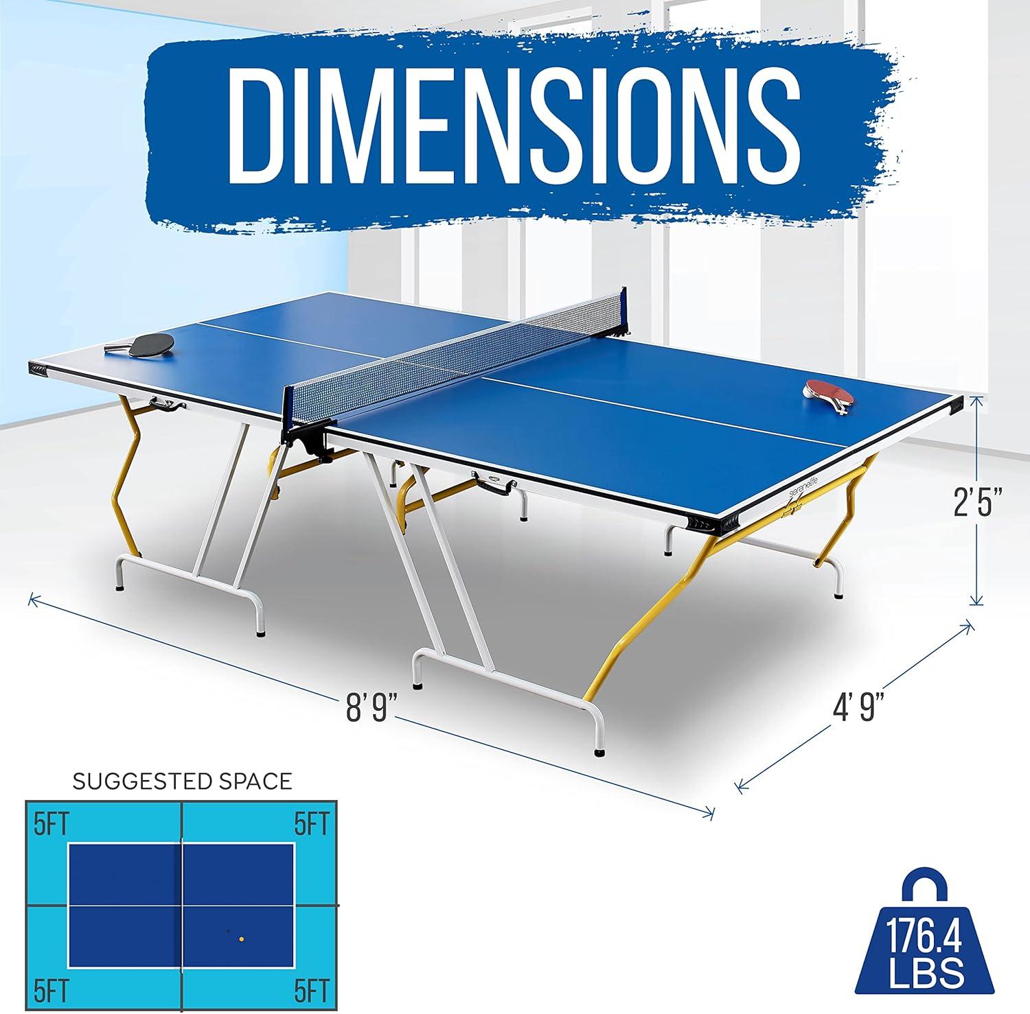 Full Size Blue Folding Table Tennis Table with Net and Clipper