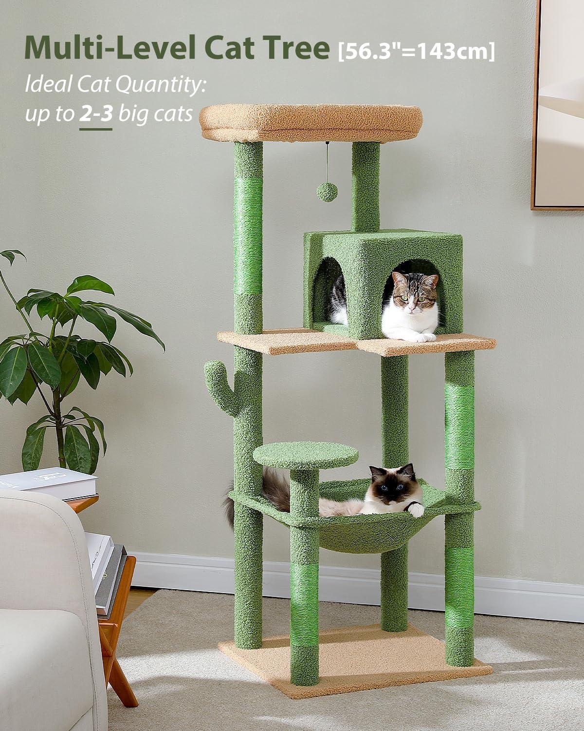 Latitude Run® Indoor Multi-Level Tall Cat Tower With Large Hammock, Scratching Posts, Cozy Condo And Top Perch