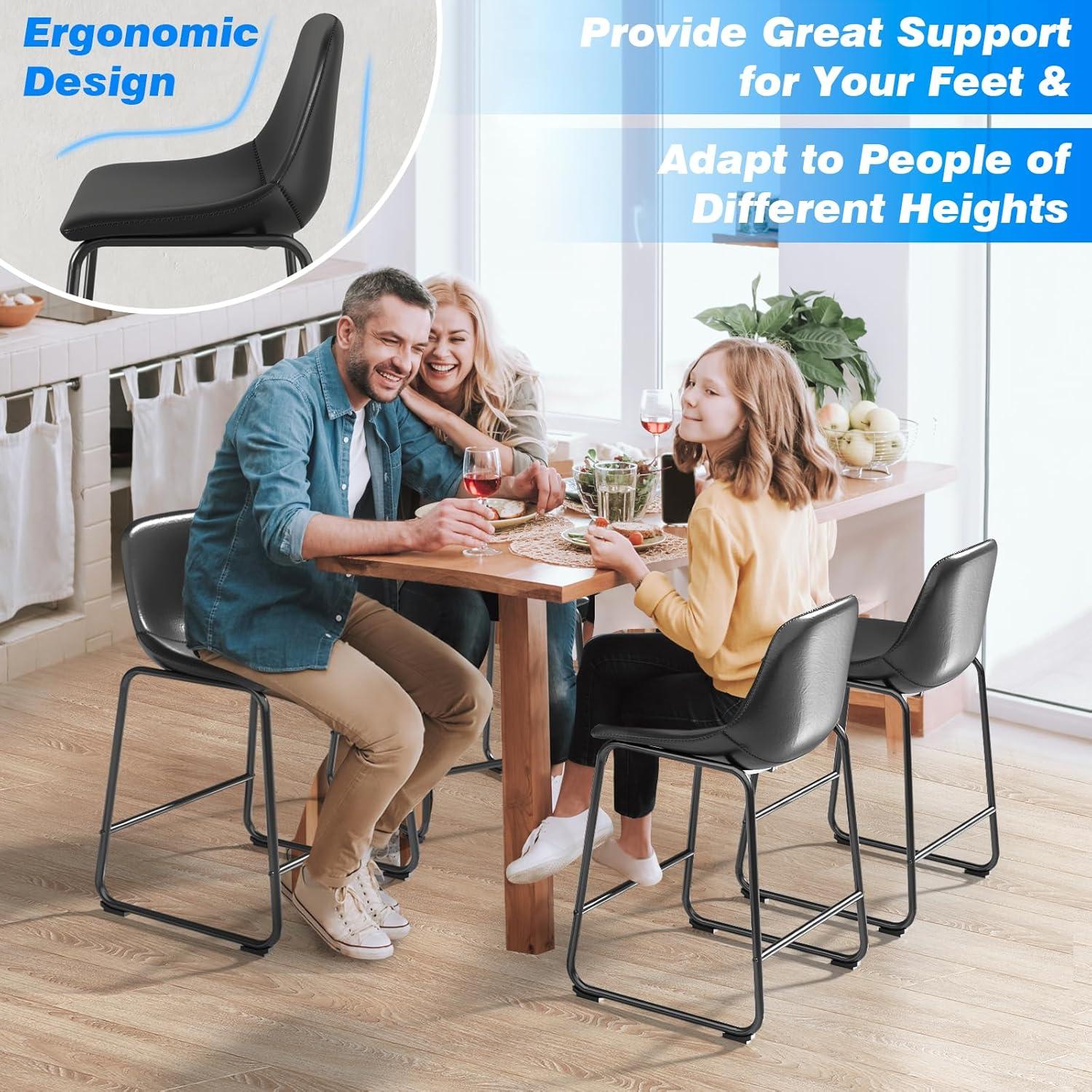 TAVR Dining Chairs Set of 2, Armless Counter Height Stools with Back Hold up to 500 lbs for Home, Kitchen, Dining Room, Bar, Coffee Shop, Industrial Vintage , Black